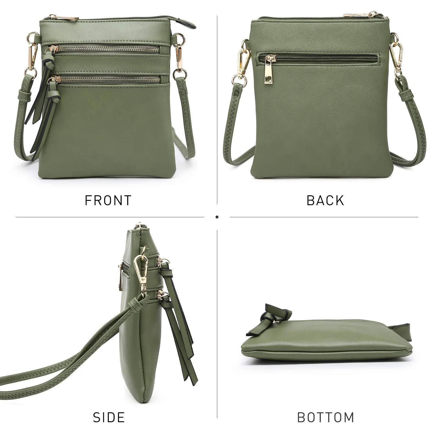 Lightweight Functional Multi Pocket Vegan Leather Crossbody Bag