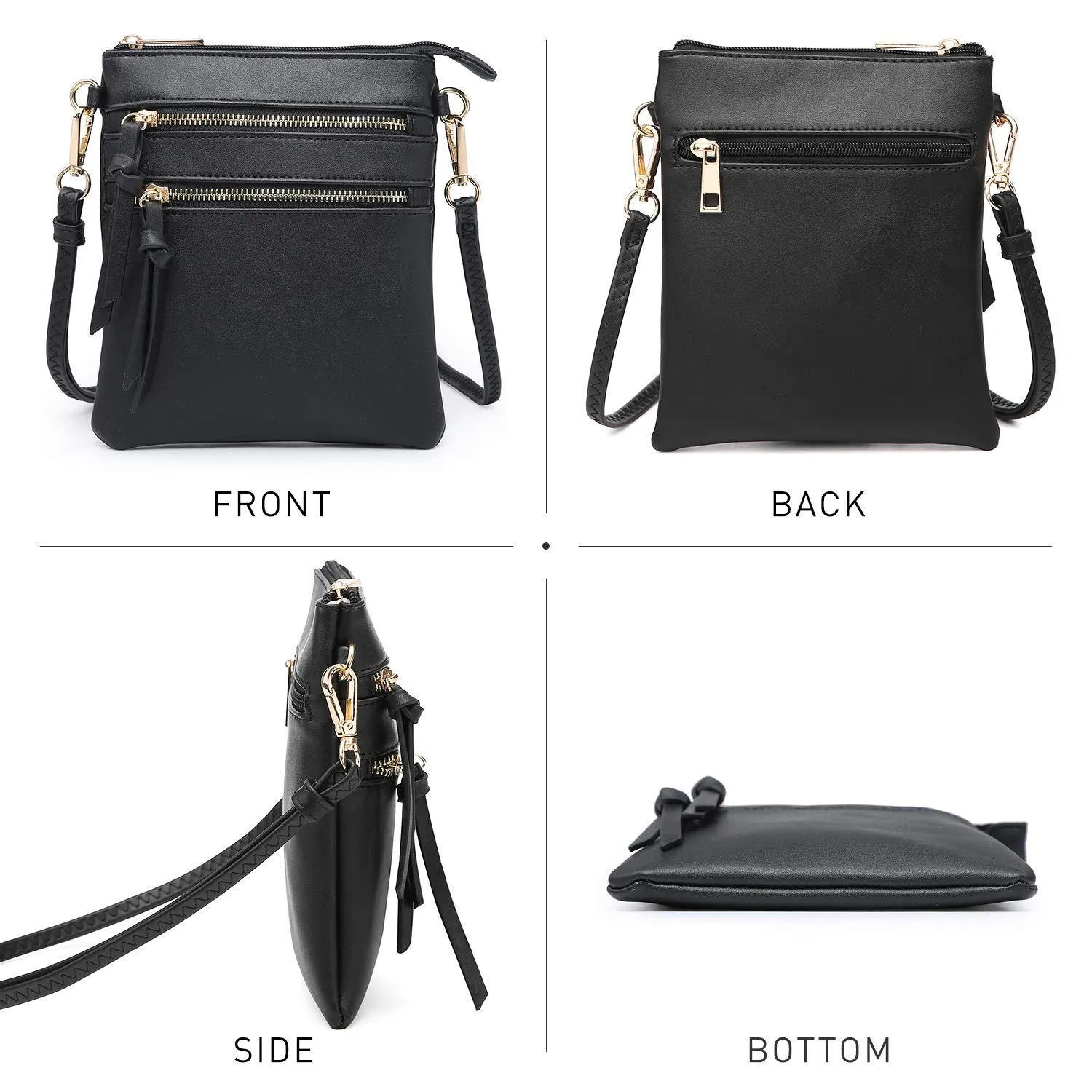 Lightweight Functional Multi Pocket Vegan Leather Crossbody Bag