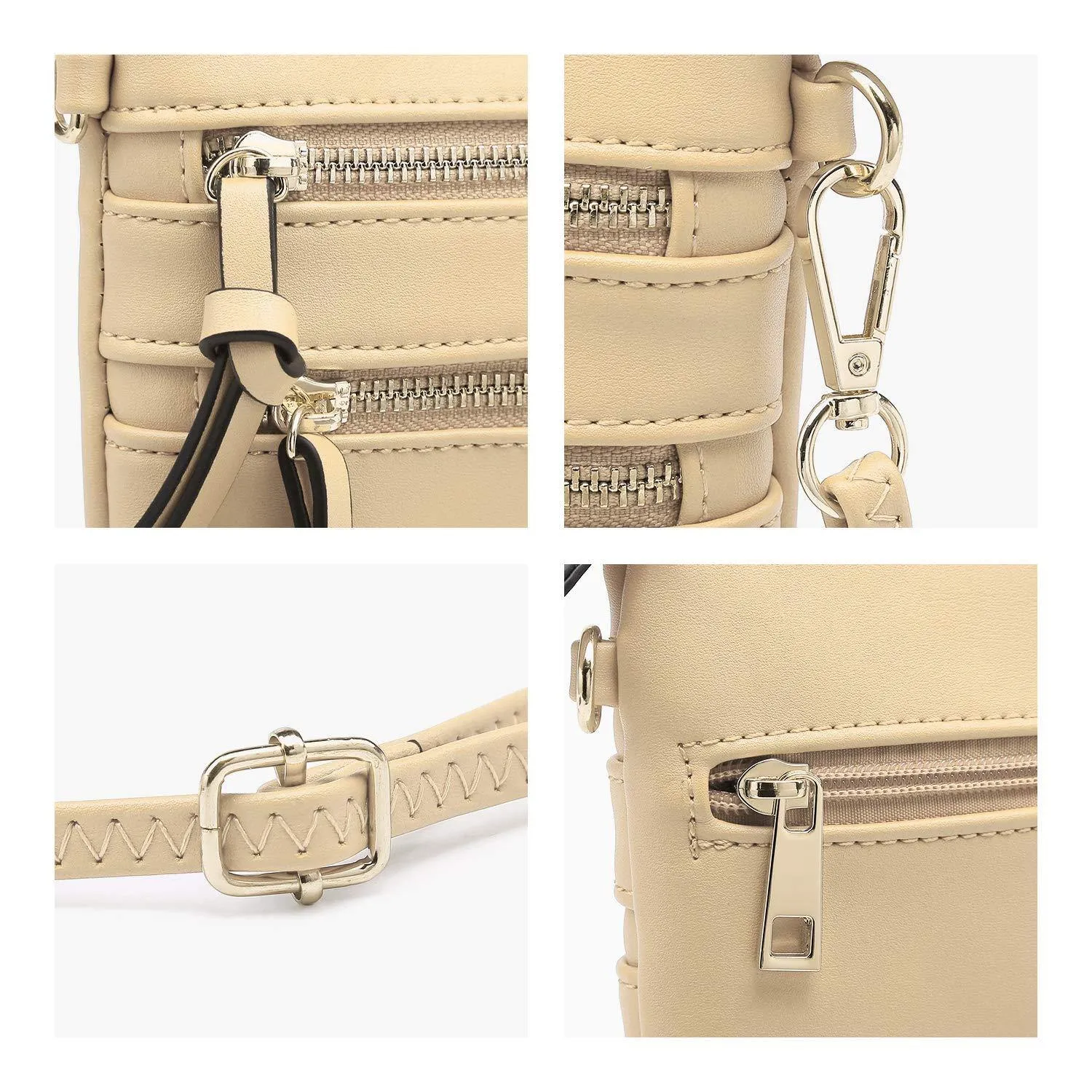 Lightweight Functional Multi Pocket Vegan Leather Crossbody Bag