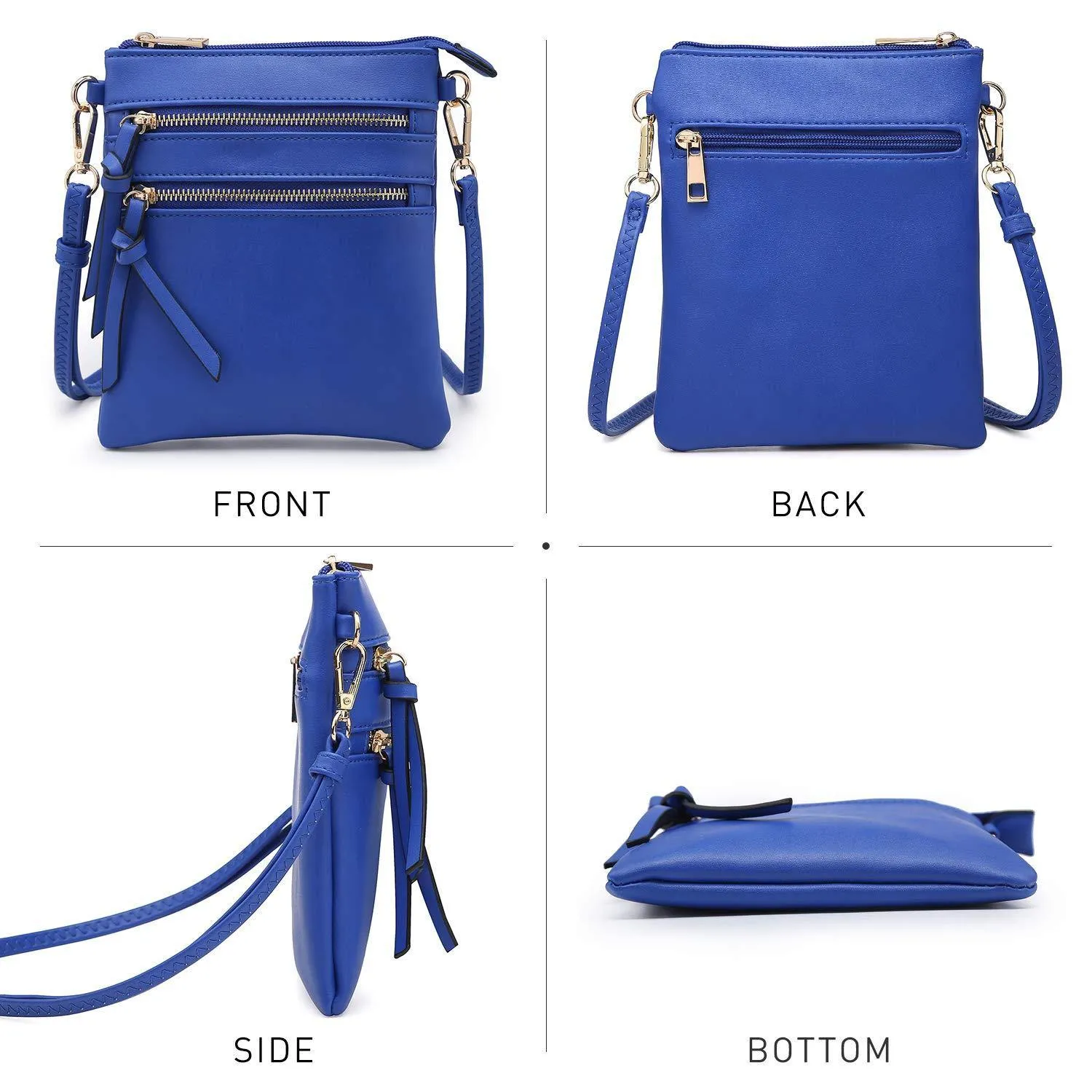 Lightweight Functional Multi Pocket Vegan Leather Crossbody Bag