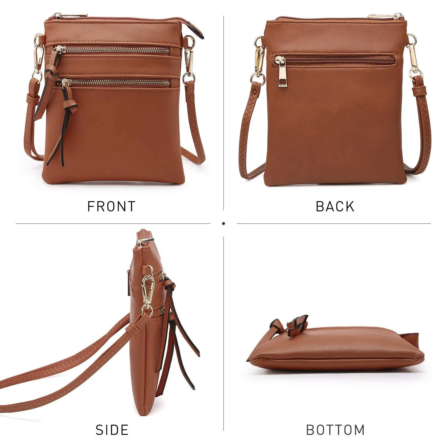Lightweight Functional Multi Pocket Vegan Leather Crossbody Bag