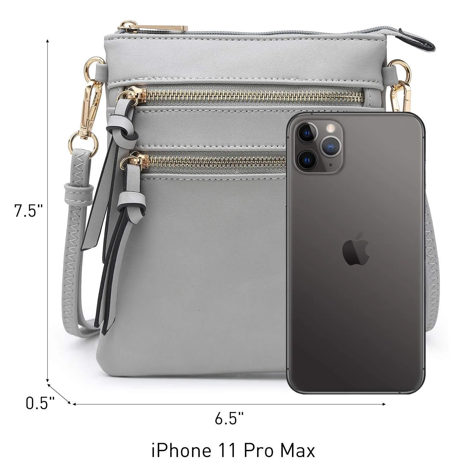 Lightweight Functional Multi Pocket Vegan Leather Crossbody Bag