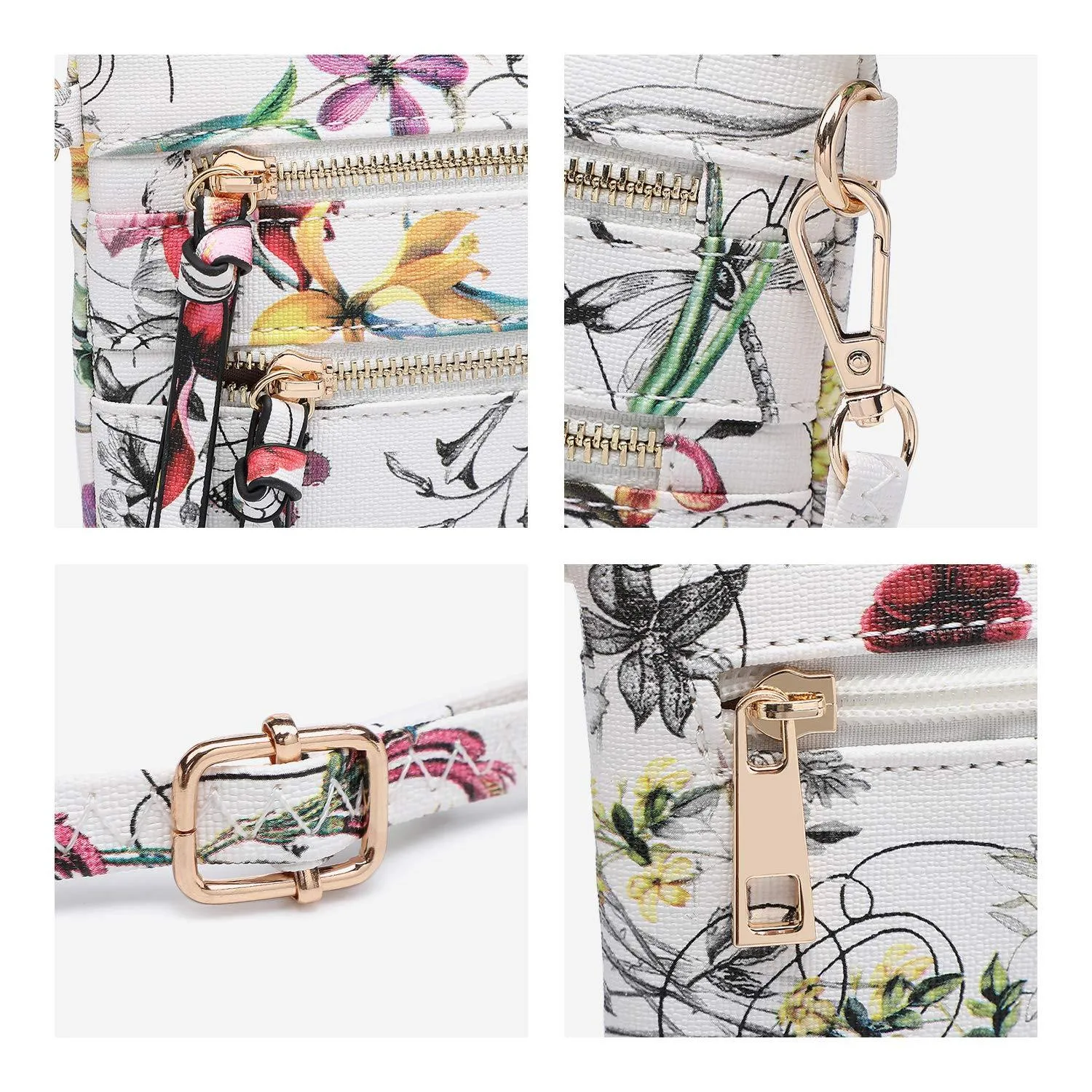 Lightweight Functional Multi Pocket Vegan Leather Crossbody Bag