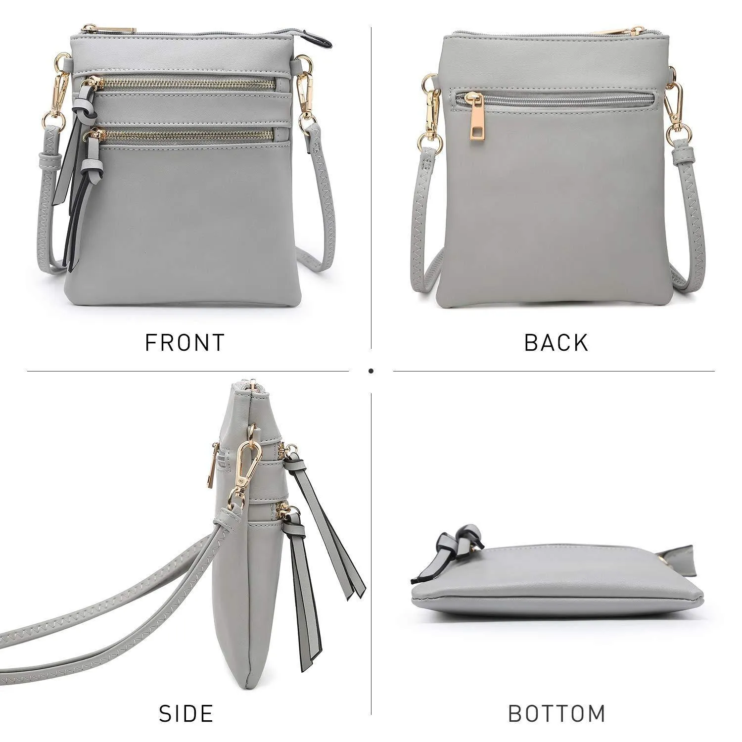 Lightweight Functional Multi Pocket Vegan Leather Crossbody Bag