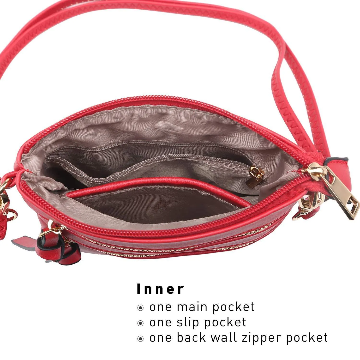Lightweight Functional Multi Pocket Vegan Leather Crossbody Bag