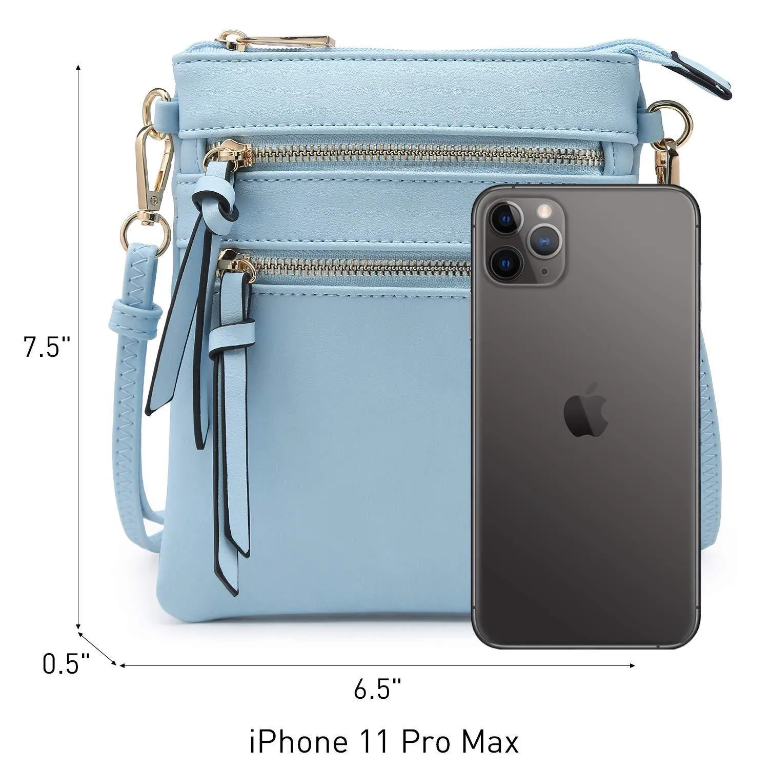 Lightweight Functional Multi Pocket Vegan Leather Crossbody Bag
