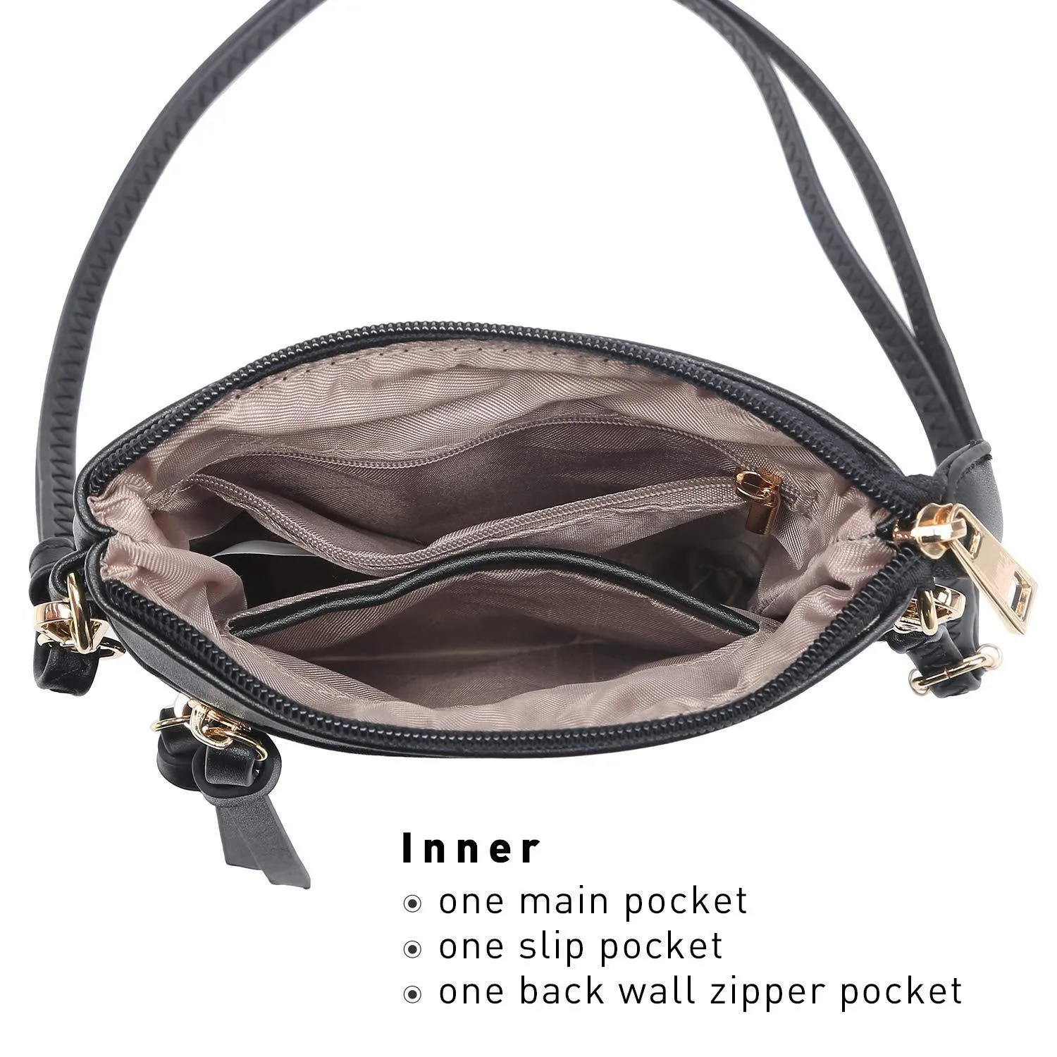 Lightweight Functional Multi Pocket Vegan Leather Crossbody Bag