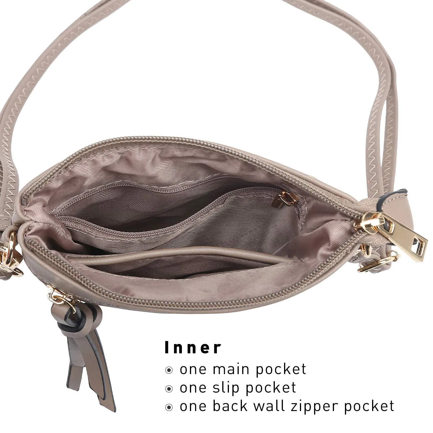Lightweight Functional Multi Pocket Vegan Leather Crossbody Bag