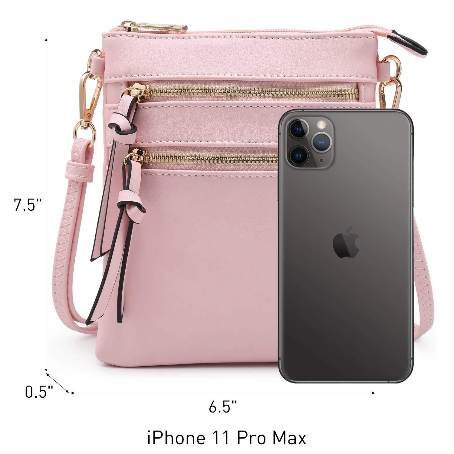 Lightweight Functional Multi Pocket Vegan Leather Crossbody Bag