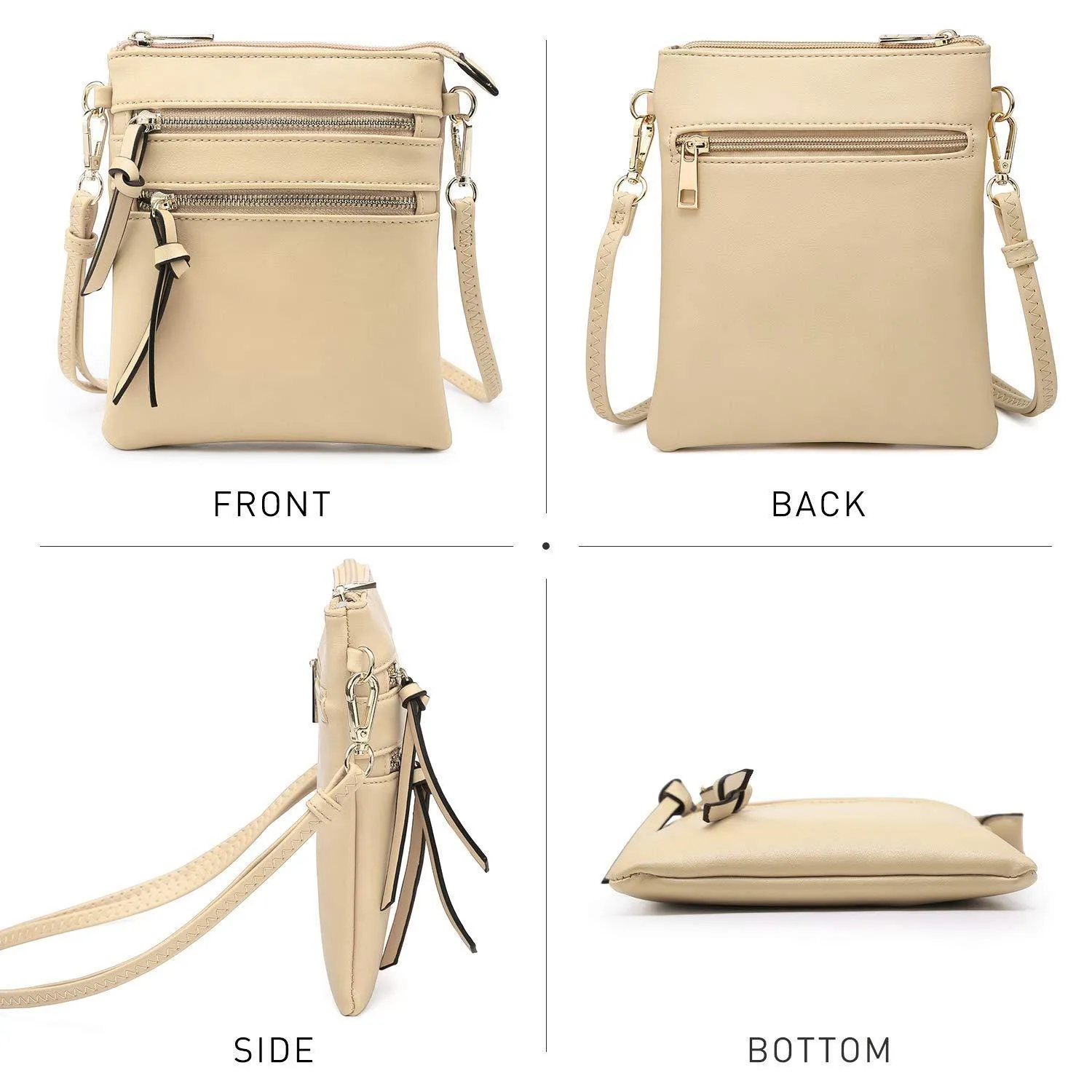 Lightweight Functional Multi Pocket Vegan Leather Crossbody Bag