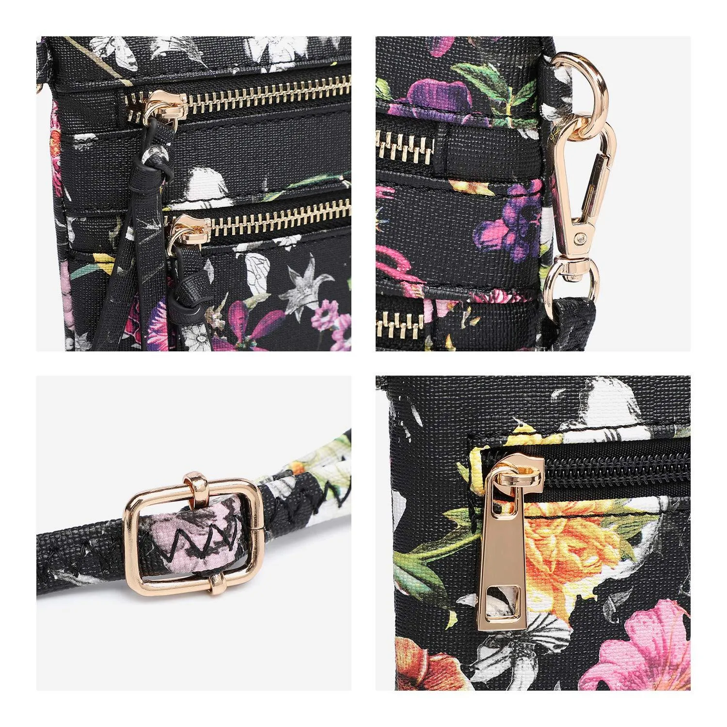 Lightweight Functional Multi Pocket Vegan Leather Crossbody Bag