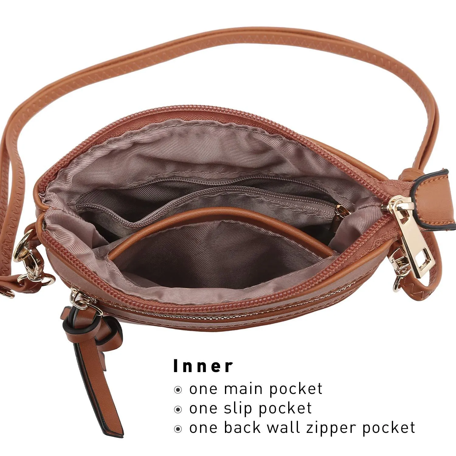 Lightweight Functional Multi Pocket Vegan Leather Crossbody Bag