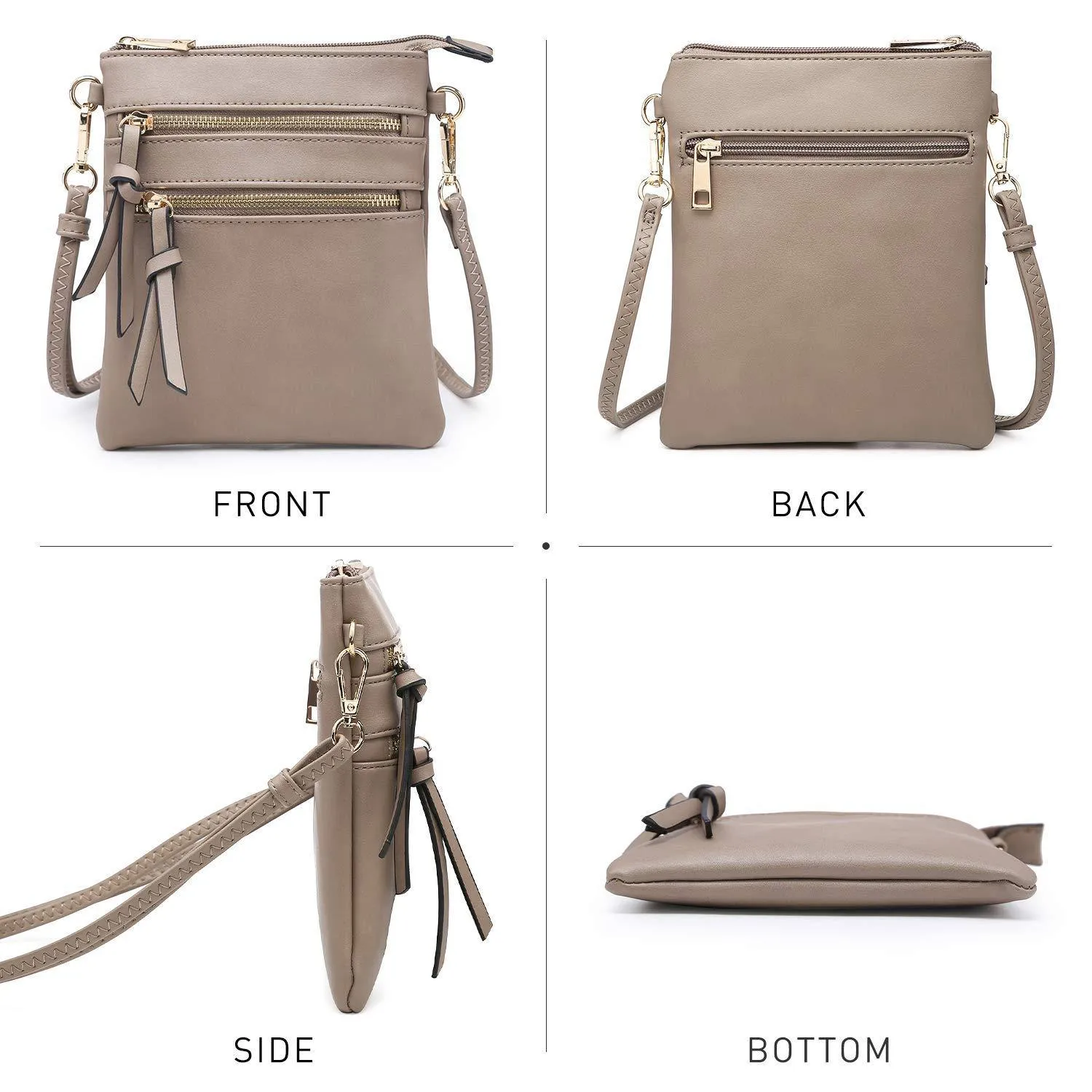 Lightweight Functional Multi Pocket Vegan Leather Crossbody Bag