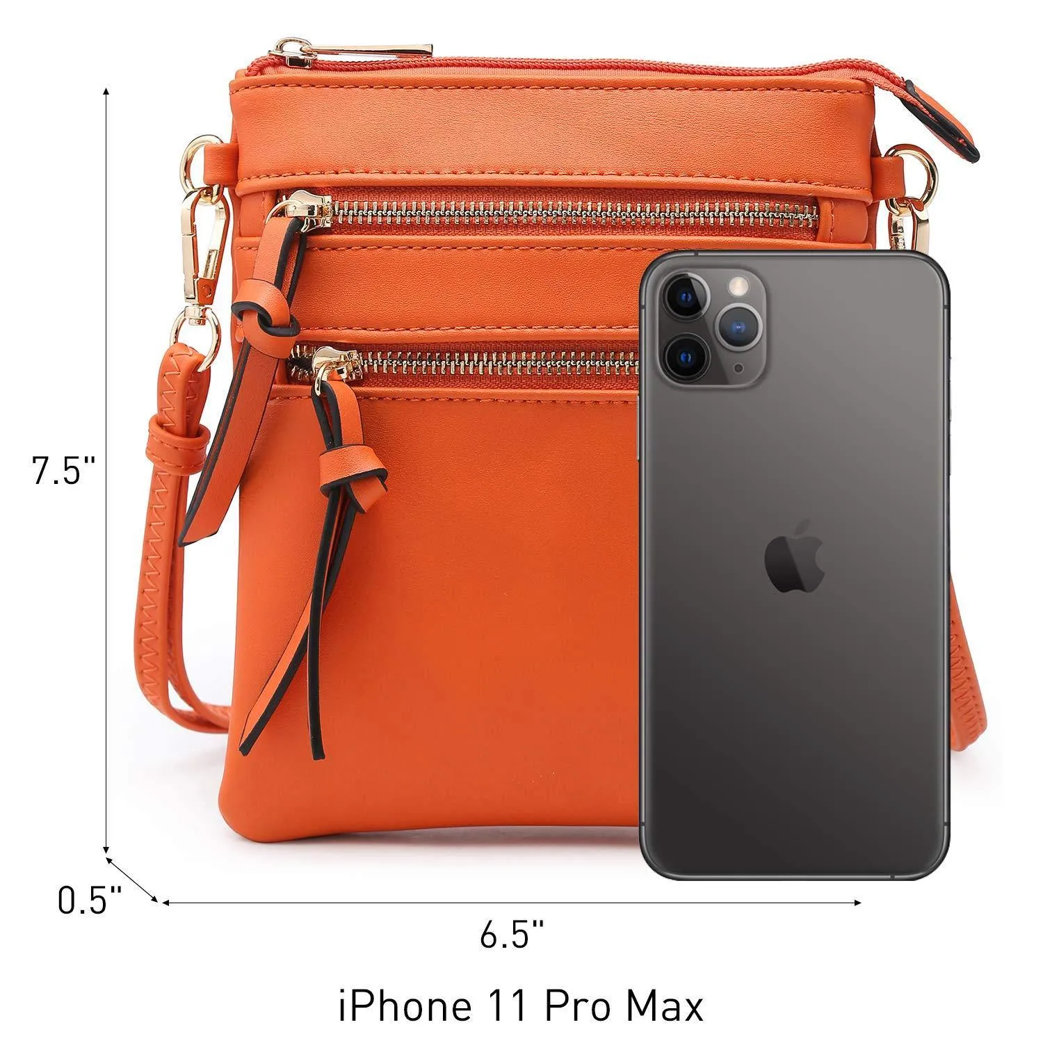 Lightweight Functional Multi Pocket Vegan Leather Crossbody Bag