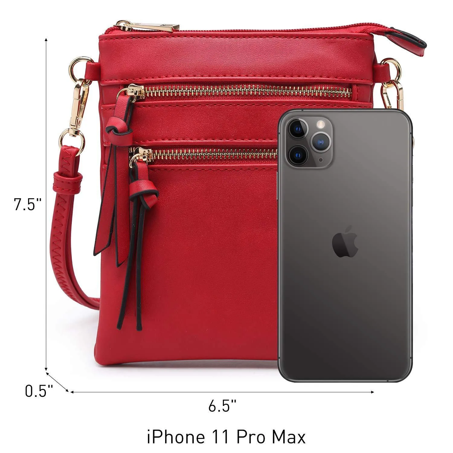 Lightweight Functional Multi Pocket Vegan Leather Crossbody Bag