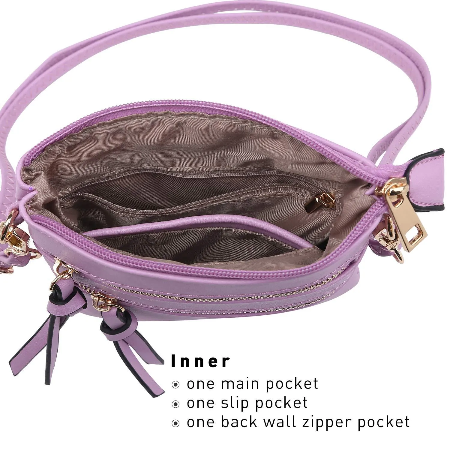 Lightweight Functional Multi Pocket Vegan Leather Crossbody Bag