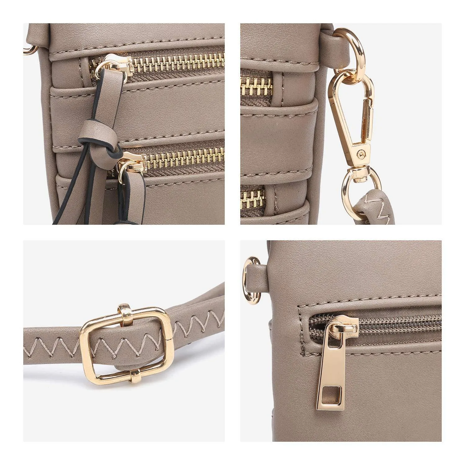 Lightweight Functional Multi Pocket Vegan Leather Crossbody Bag