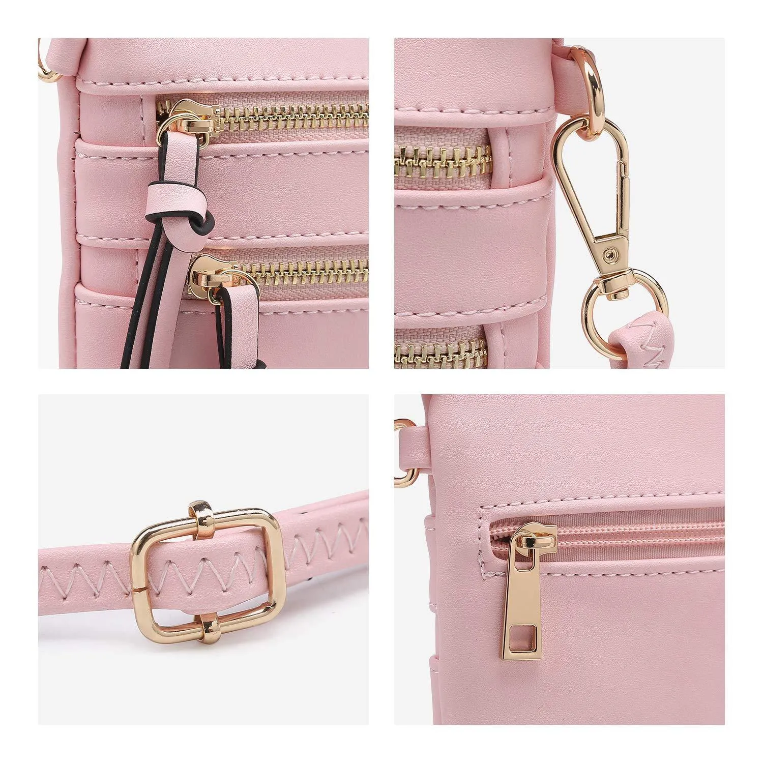 Lightweight Functional Multi Pocket Vegan Leather Crossbody Bag