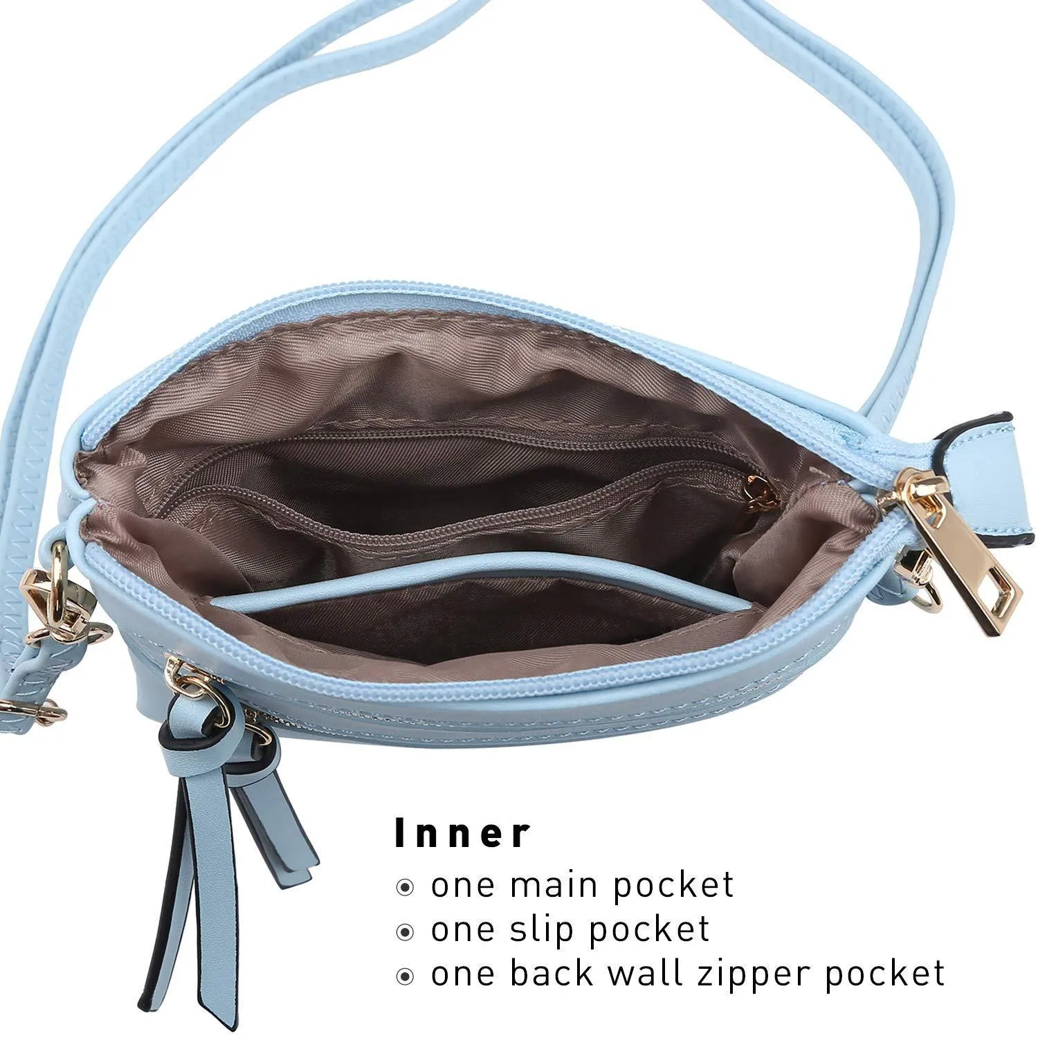 Lightweight Functional Multi Pocket Vegan Leather Crossbody Bag