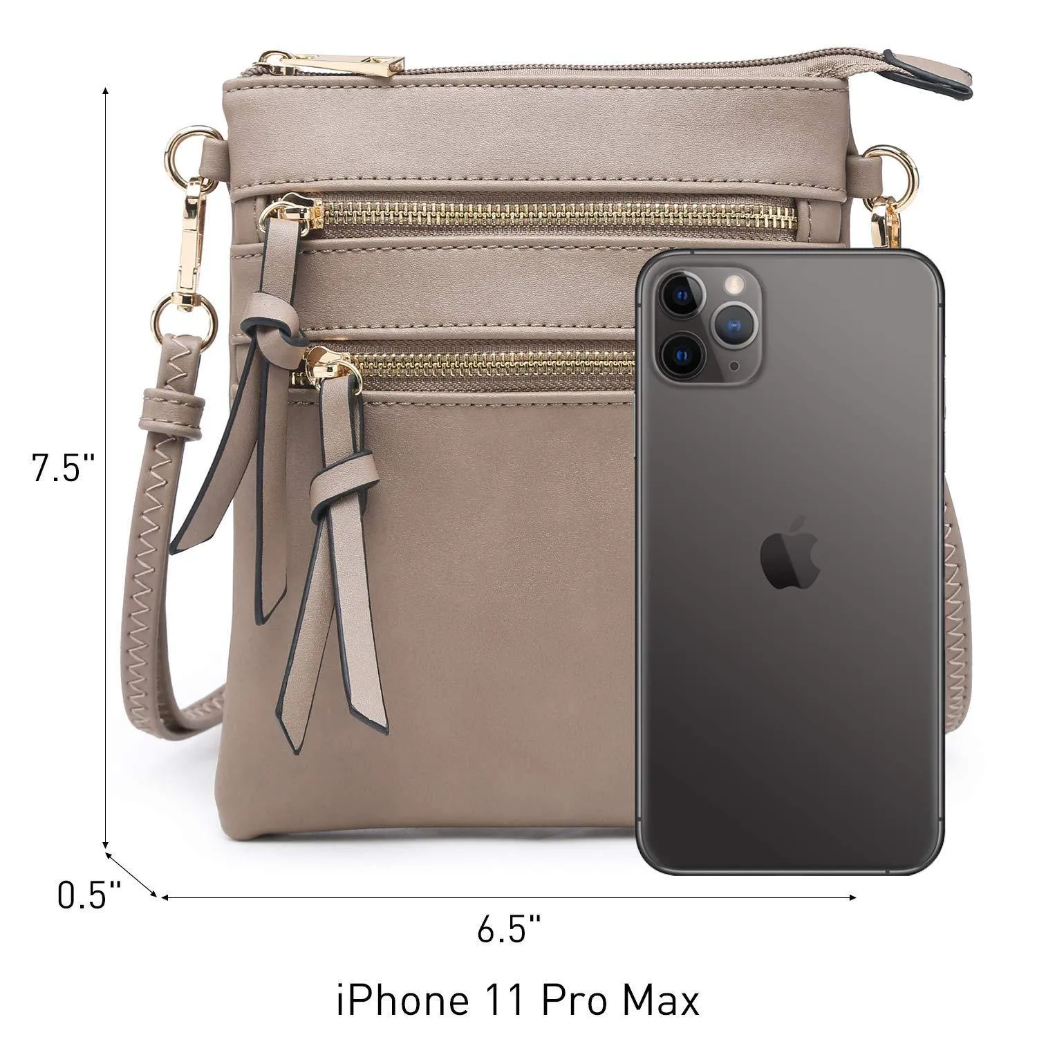 Lightweight Functional Multi Pocket Vegan Leather Crossbody Bag