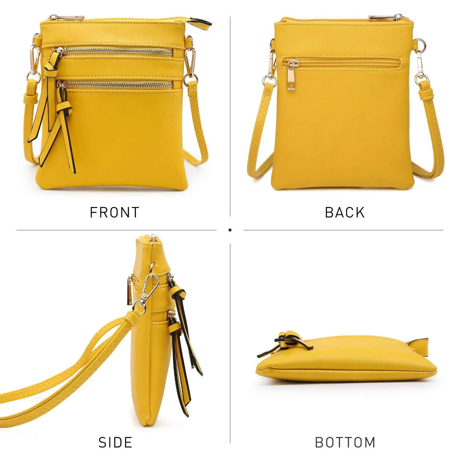 Lightweight Functional Multi Pocket Vegan Leather Crossbody Bag