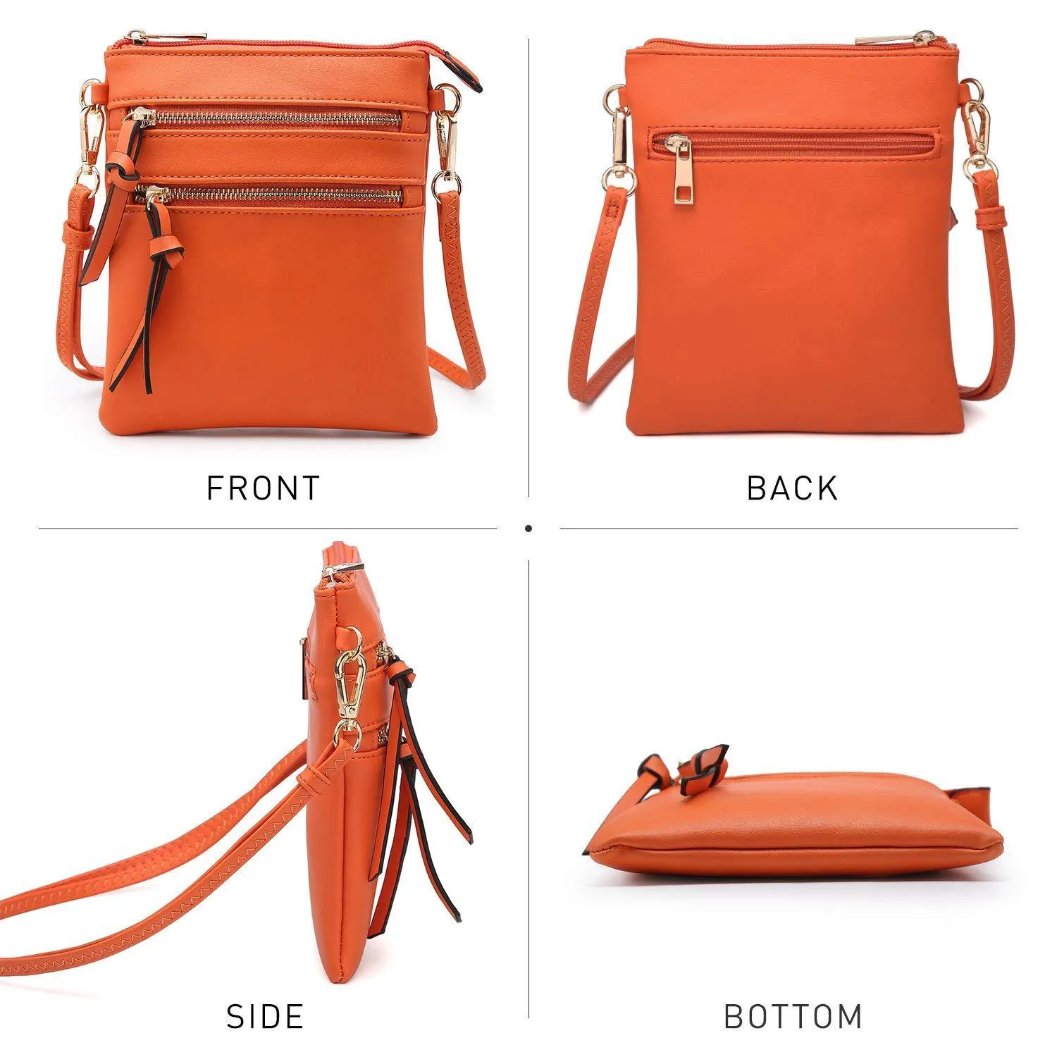 Lightweight Functional Multi Pocket Vegan Leather Crossbody Bag