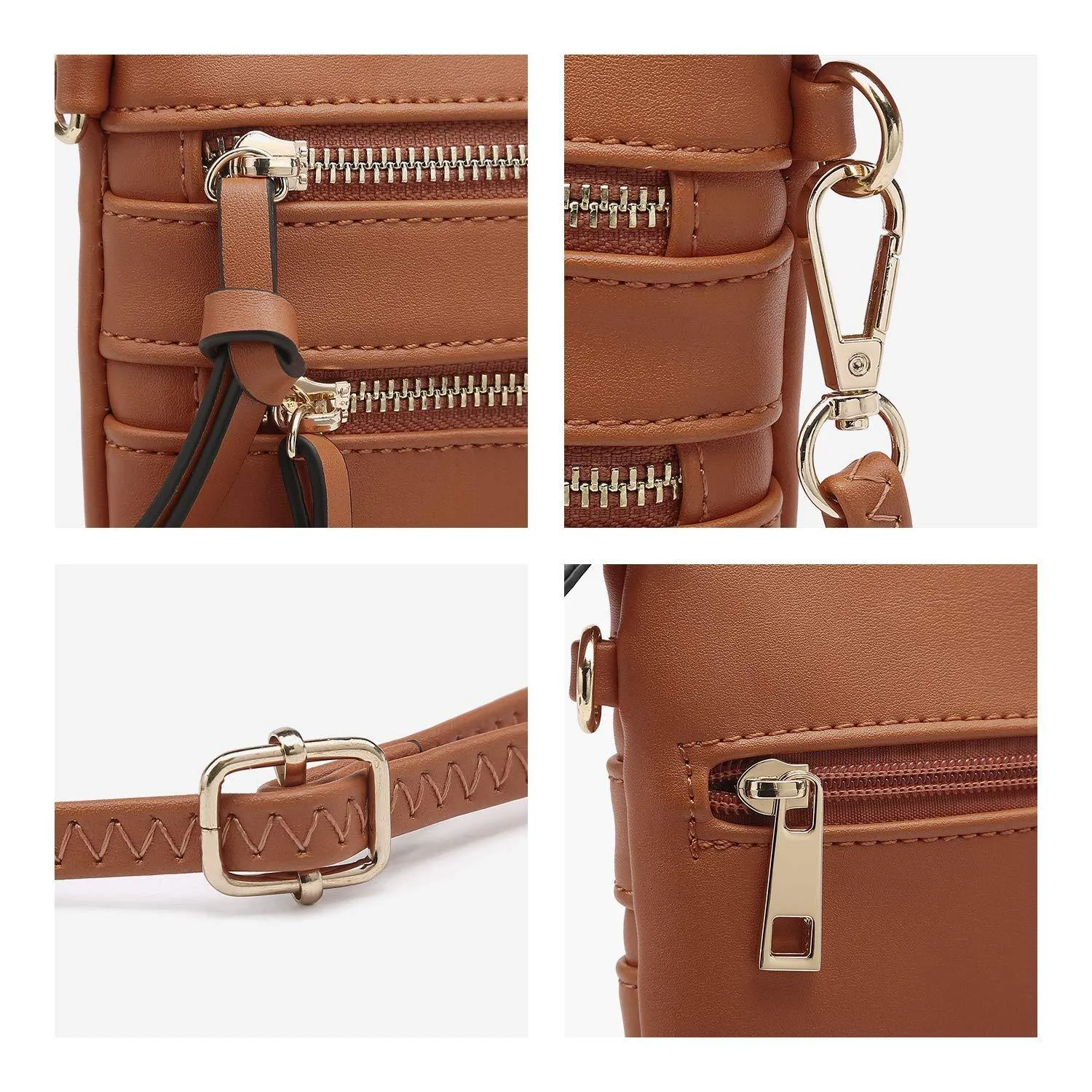 Lightweight Functional Multi Pocket Vegan Leather Crossbody Bag