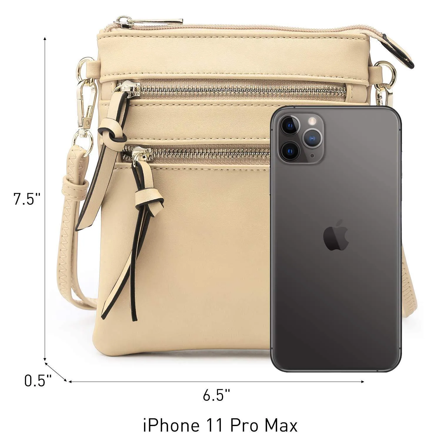 Lightweight Functional Multi Pocket Vegan Leather Crossbody Bag