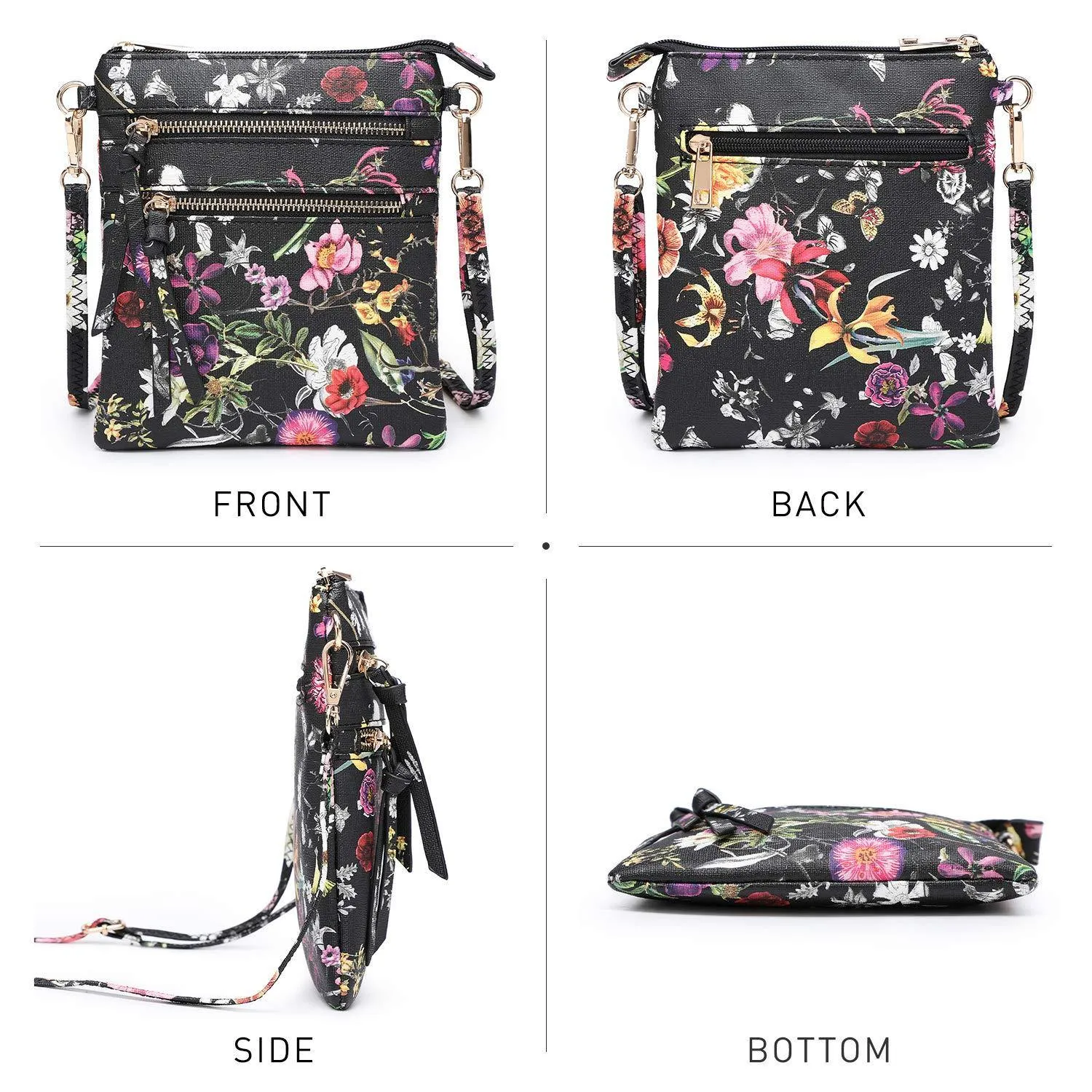 Lightweight Functional Multi Pocket Vegan Leather Crossbody Bag