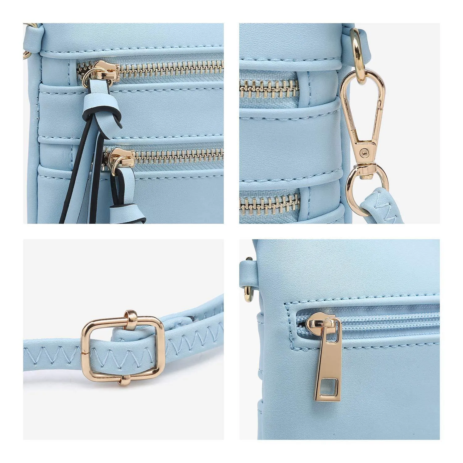Lightweight Functional Multi Pocket Vegan Leather Crossbody Bag