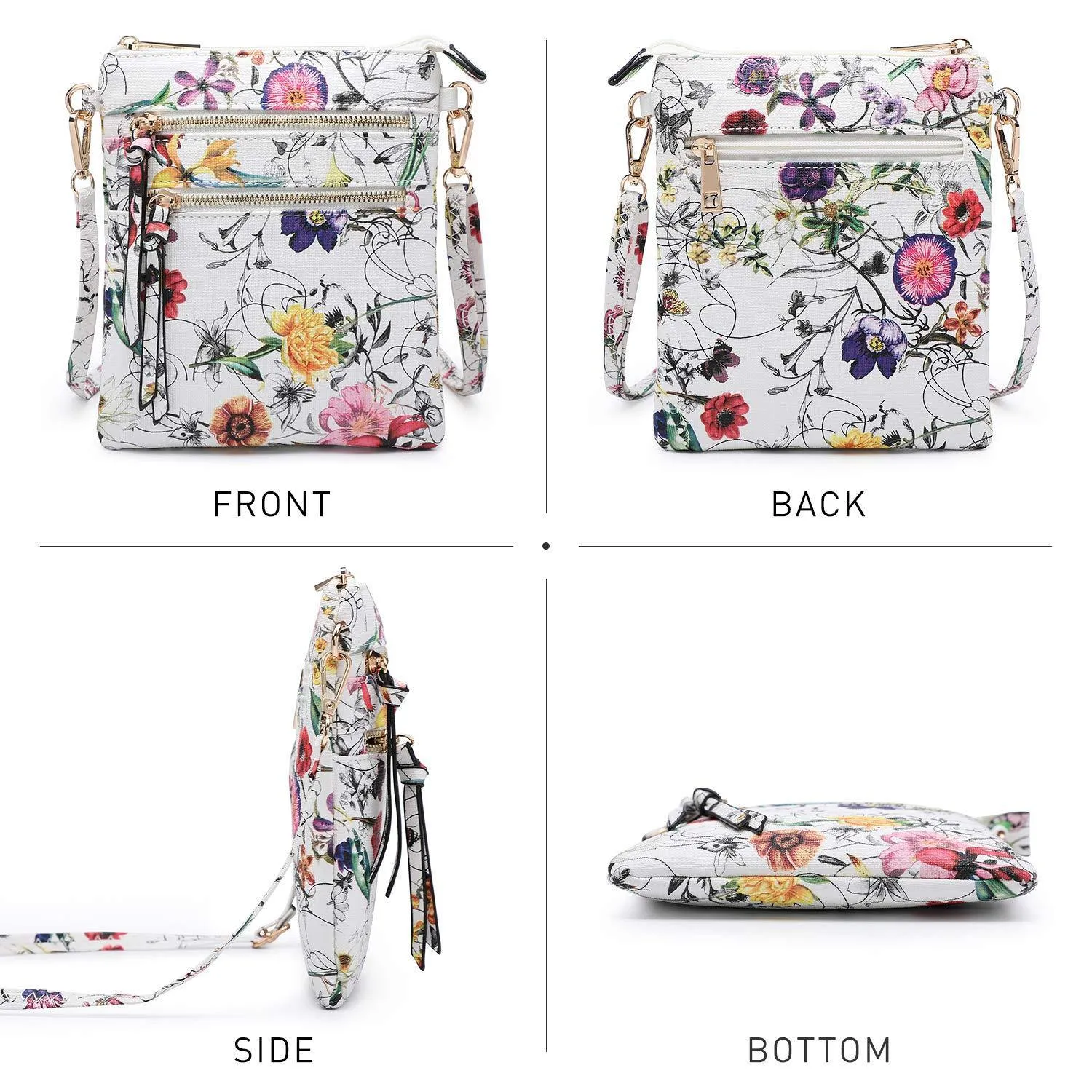 Lightweight Functional Multi Pocket Vegan Leather Crossbody Bag