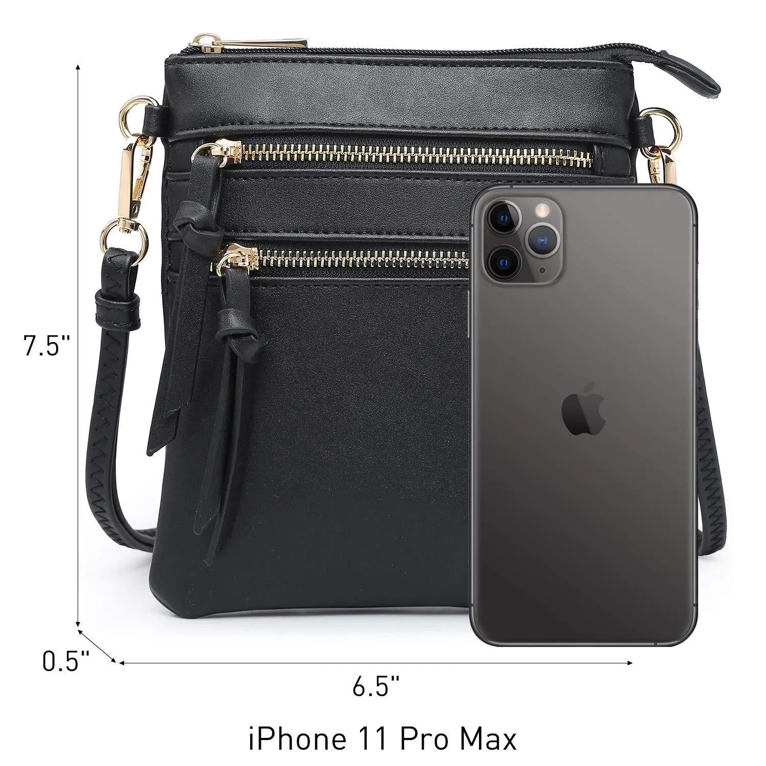 Lightweight Functional Multi Pocket Vegan Leather Crossbody Bag