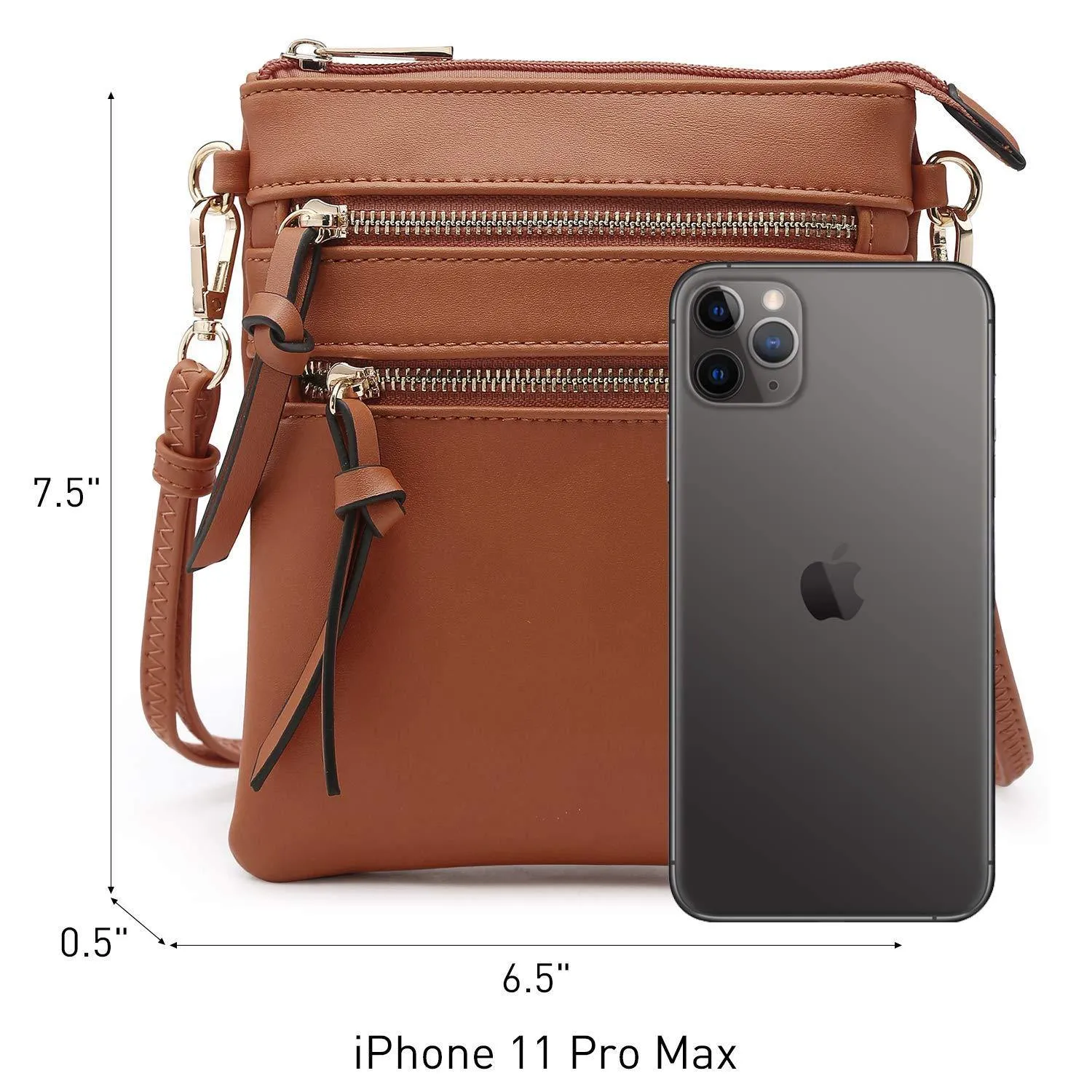 Lightweight Functional Multi Pocket Vegan Leather Crossbody Bag