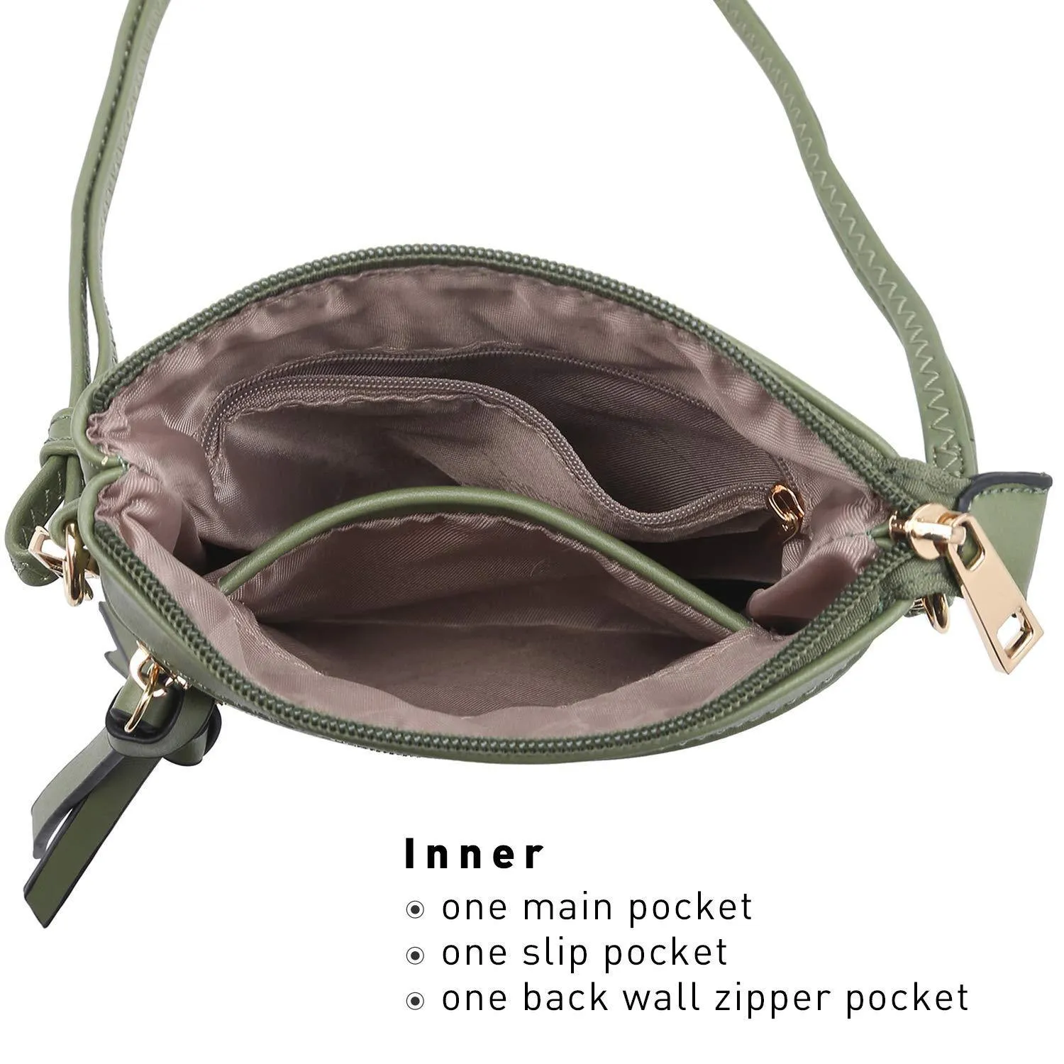 Lightweight Functional Multi Pocket Vegan Leather Crossbody Bag
