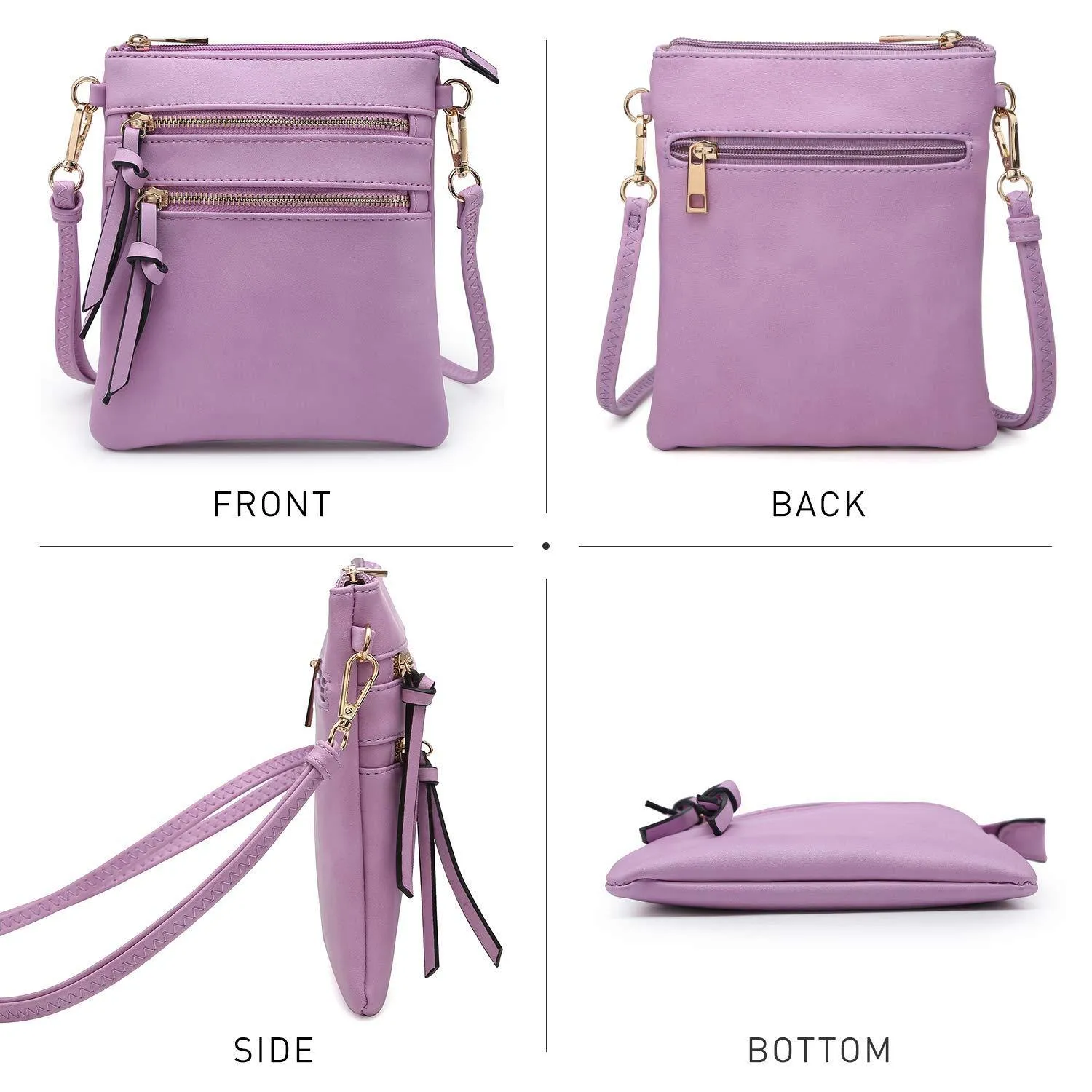 Lightweight Functional Multi Pocket Vegan Leather Crossbody Bag