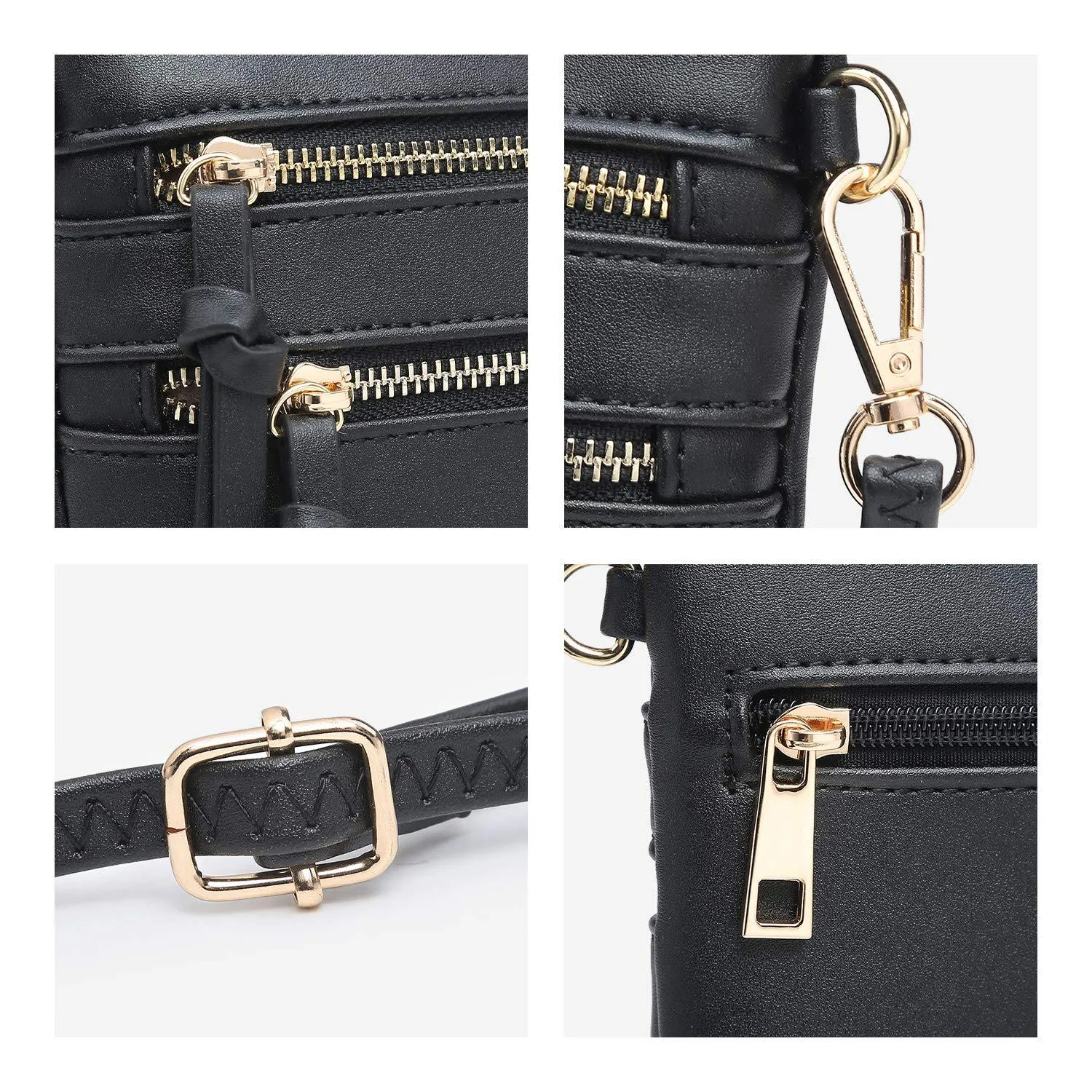 Lightweight Functional Multi Pocket Vegan Leather Crossbody Bag