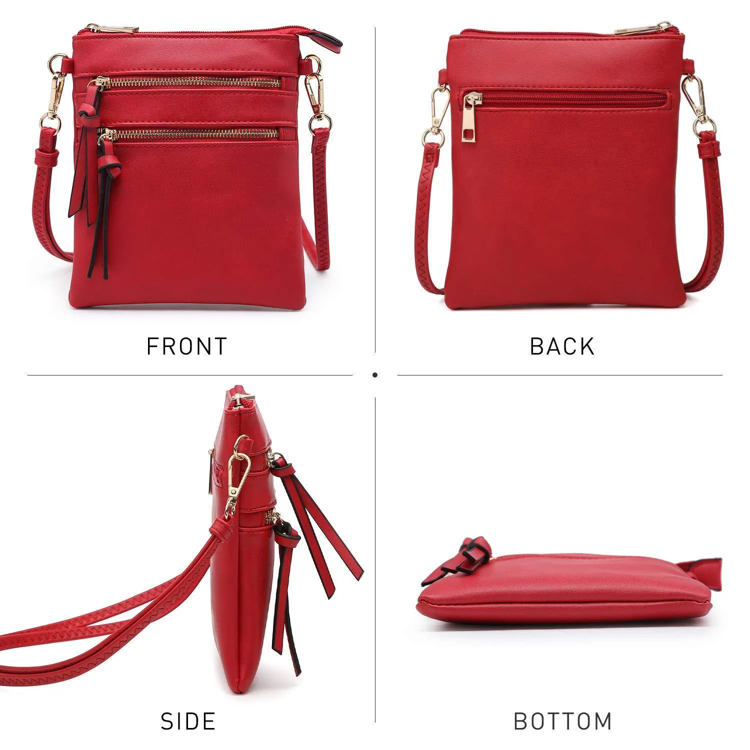 Lightweight Functional Multi Pocket Vegan Leather Crossbody Bag
