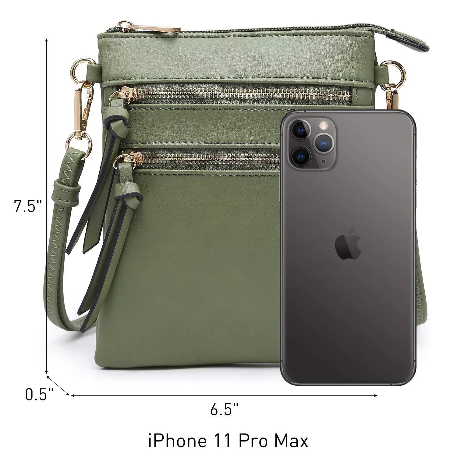 Lightweight Functional Multi Pocket Vegan Leather Crossbody Bag