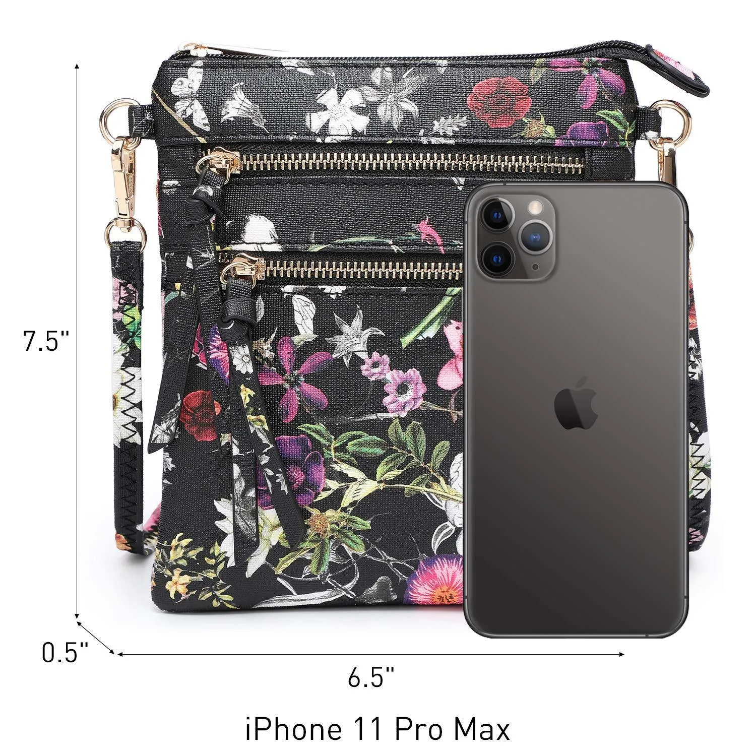 Lightweight Functional Multi Pocket Vegan Leather Crossbody Bag