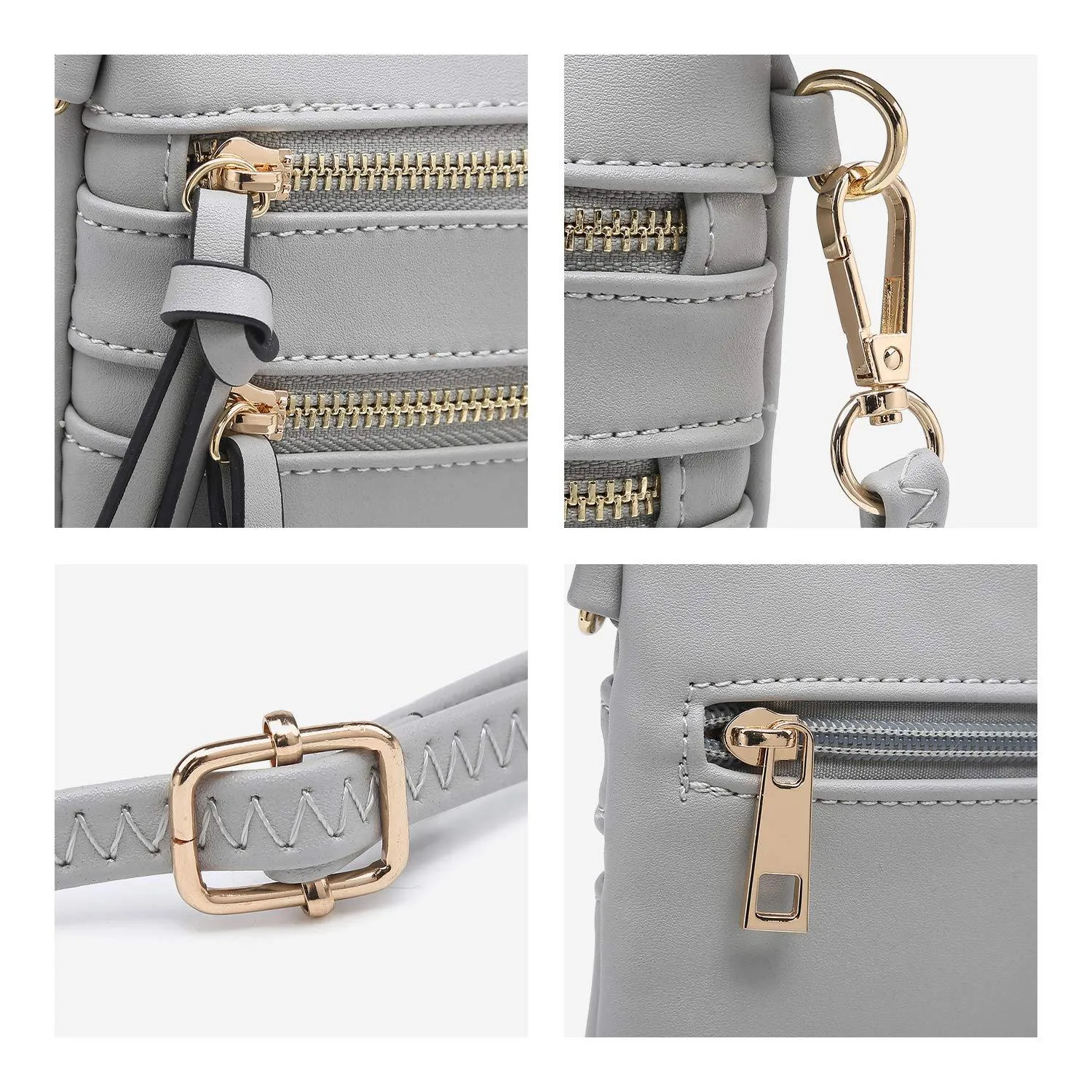 Lightweight Functional Multi Pocket Vegan Leather Crossbody Bag