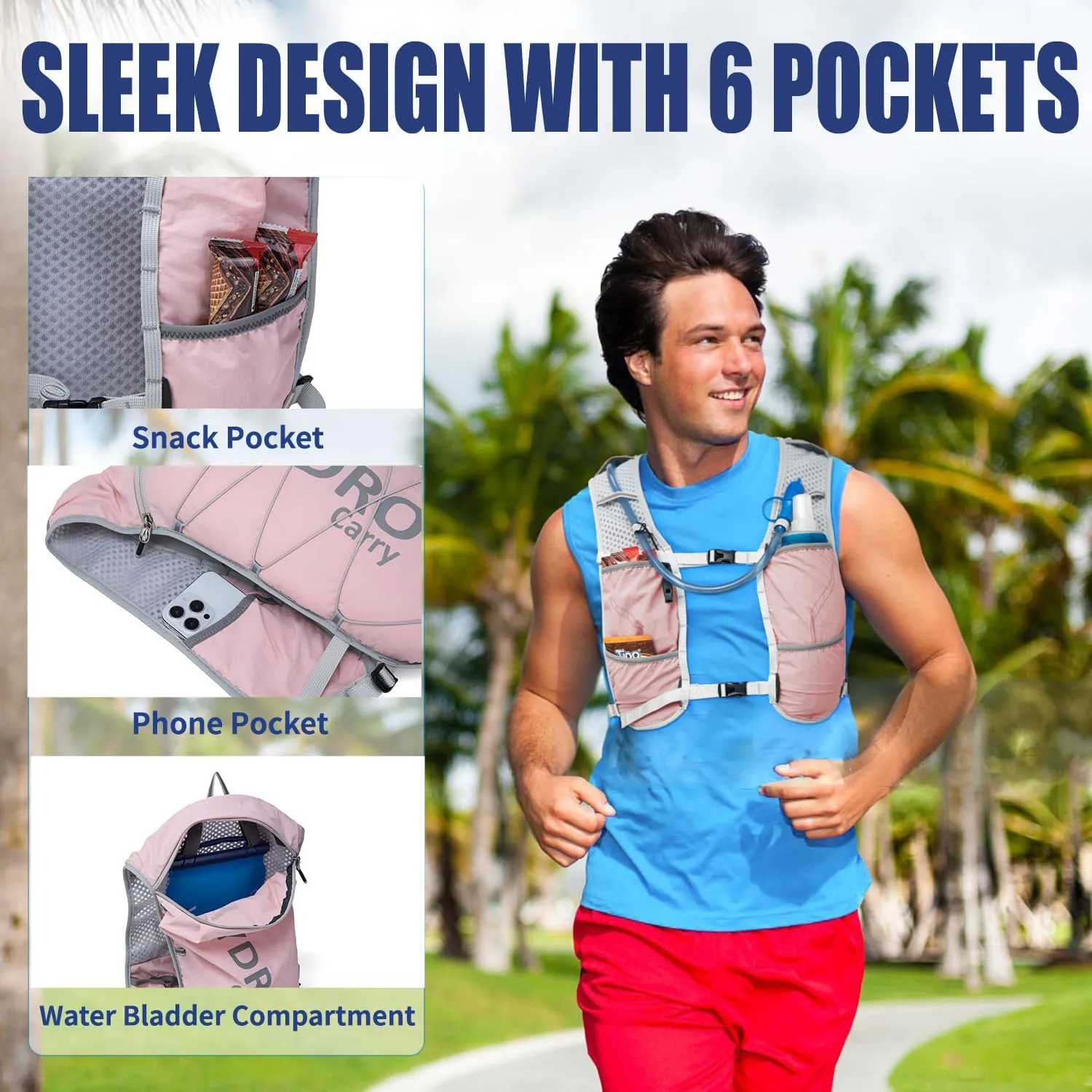 Lightweight Running Vest for Women and Men Hydration Backpack Pack with 1.5L Water Bladder Bag for Hiking Trail Running Gear Cycling Marathon