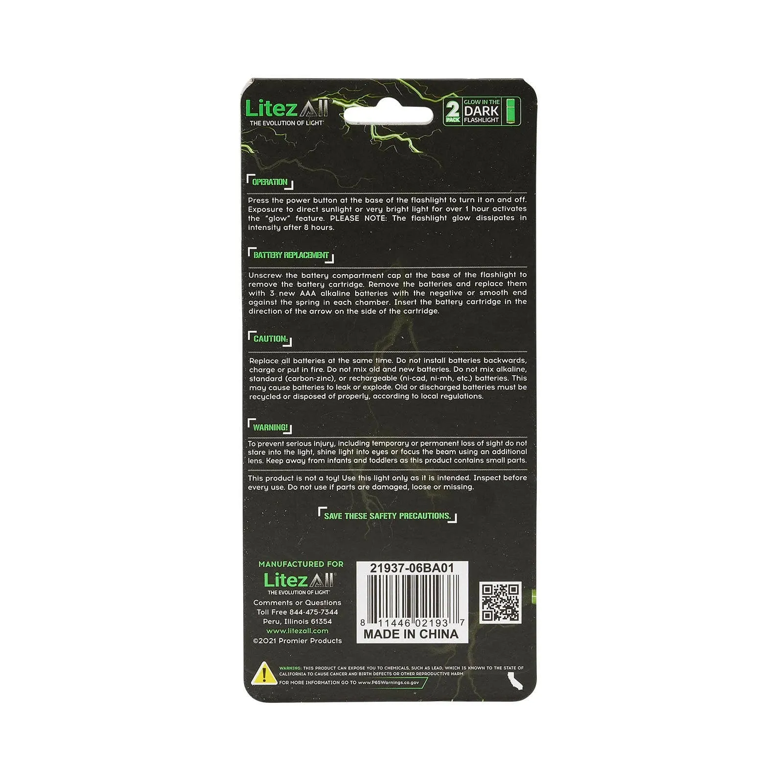 LitezAll Glow In the Dark Flashlight 2 Pack