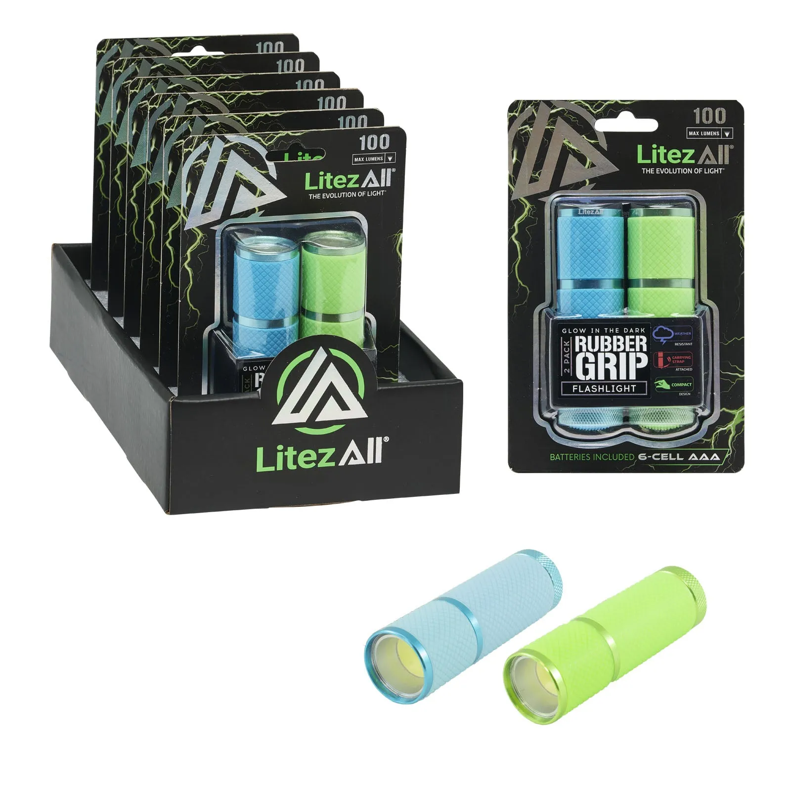 LitezAll Glow In the Dark Flashlight 2 Pack
