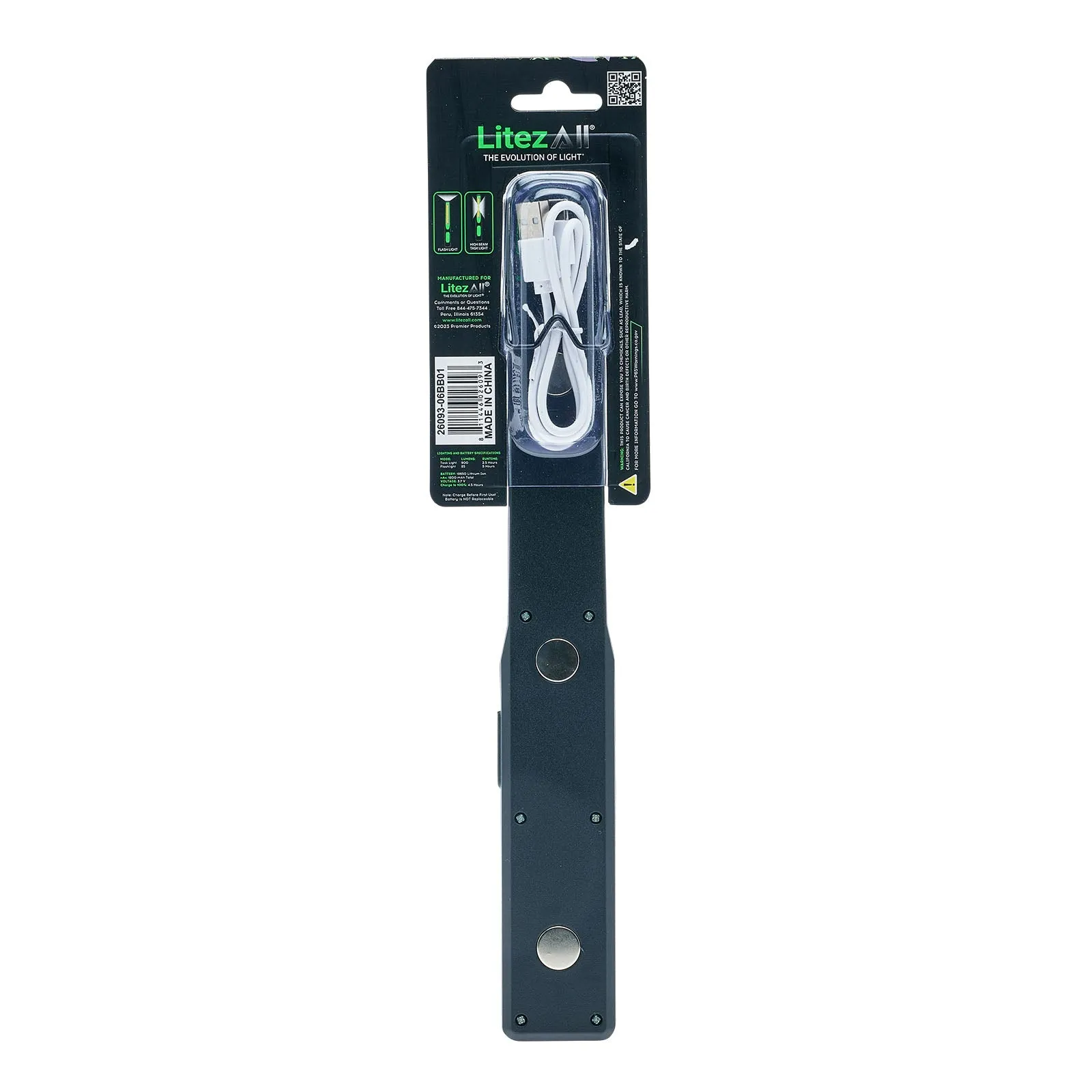 LitezAll Rechargeable Wand Work Light with Flashlight