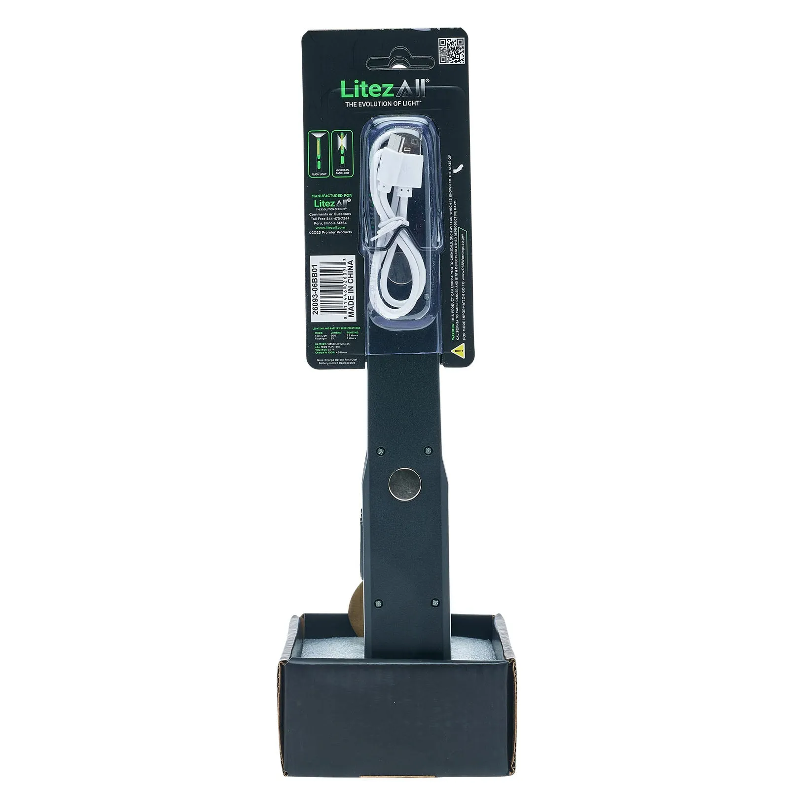 LitezAll Rechargeable Wand Work Light with Flashlight