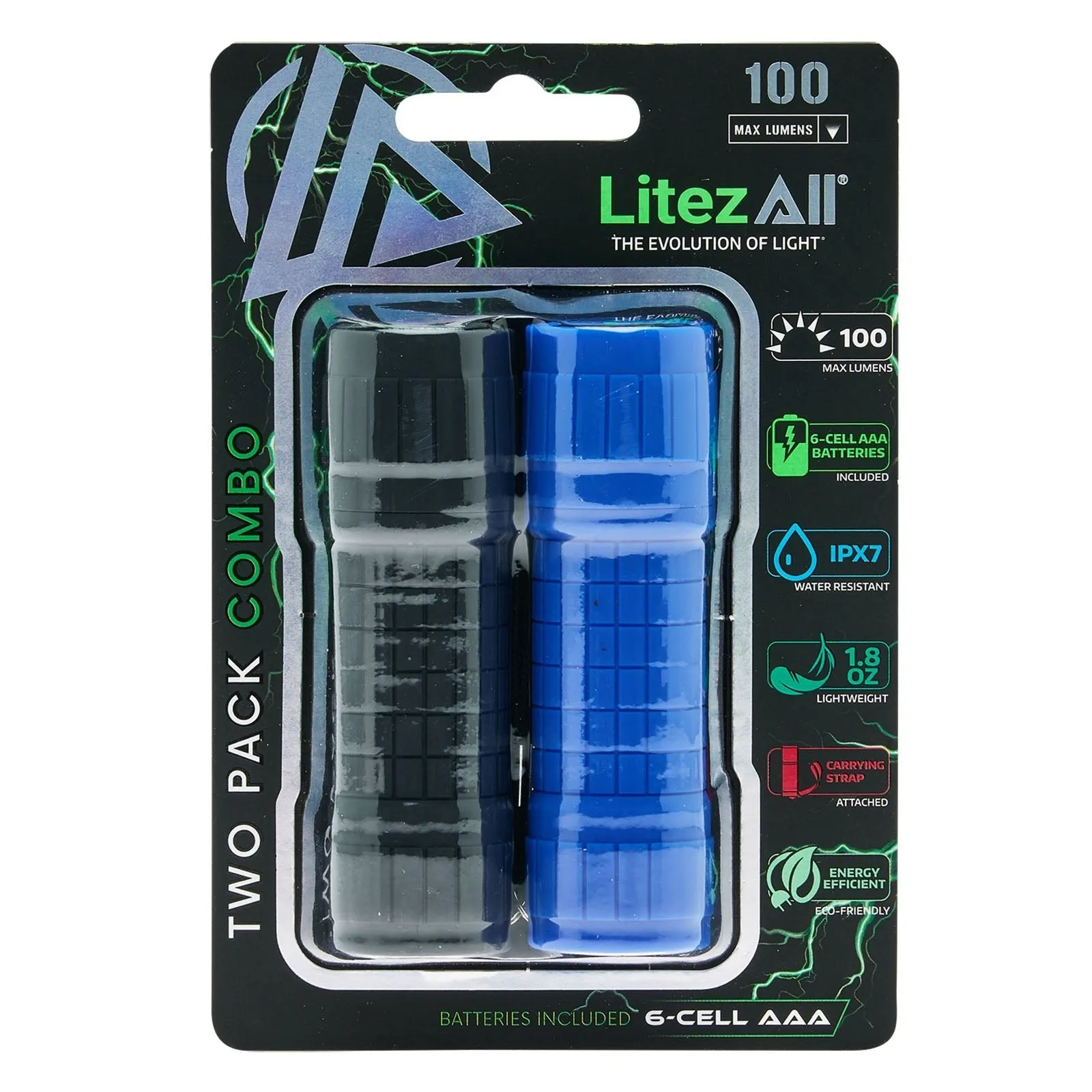 LitezAll Rubber Coated Pocket Flashlight 2 Pack