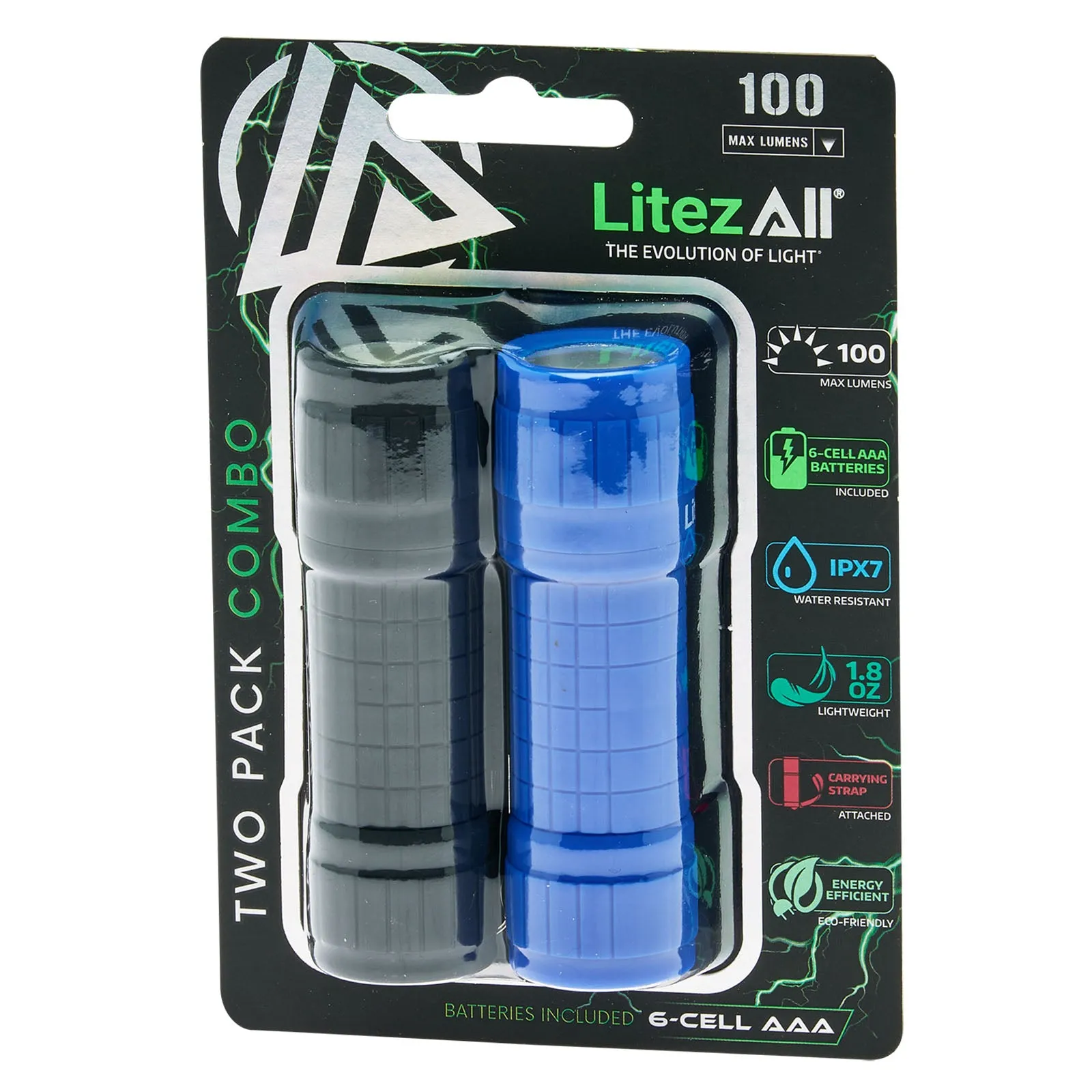 LitezAll Rubber Coated Pocket Flashlight 2 Pack