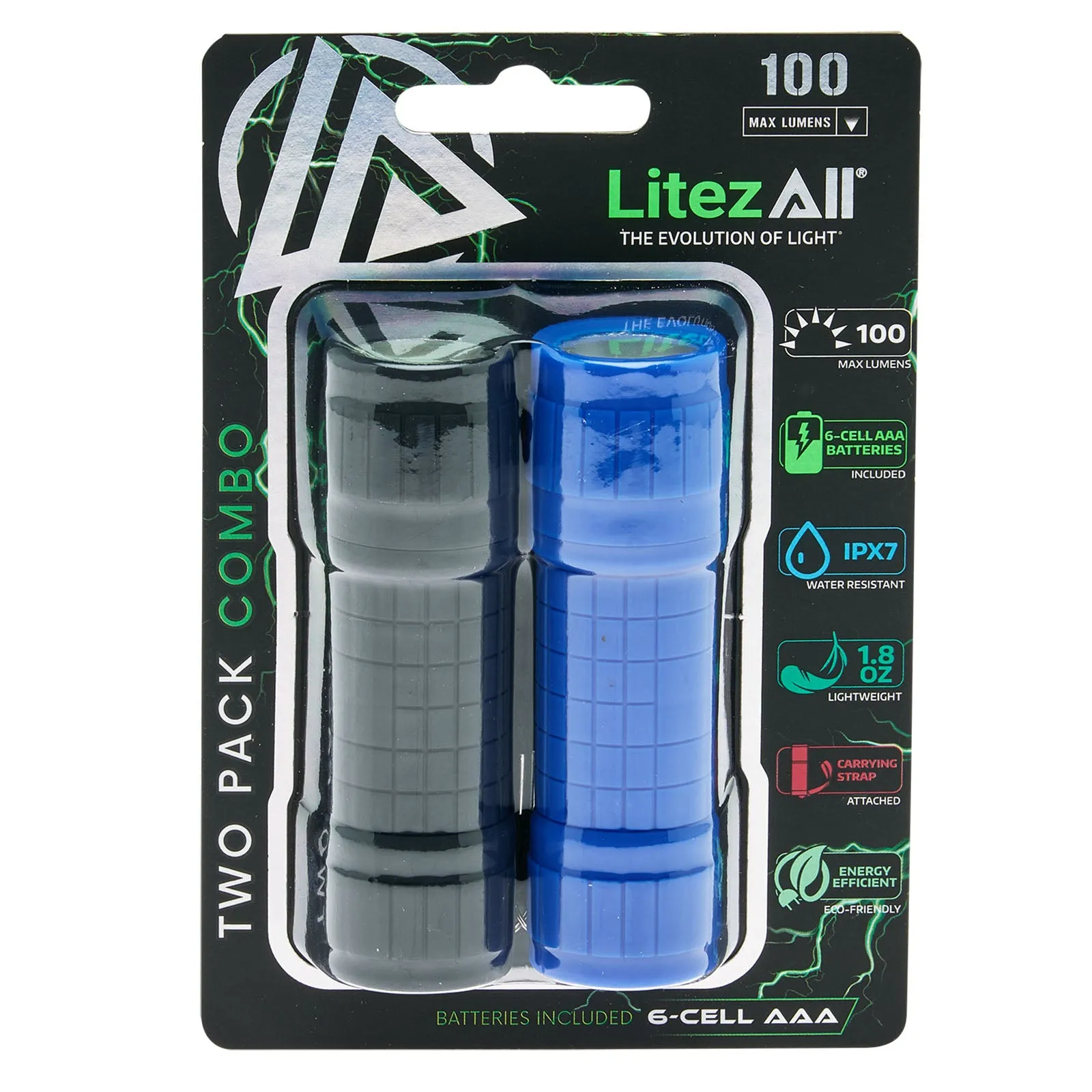 LitezAll Rubber Coated Pocket Flashlight 2 Pack