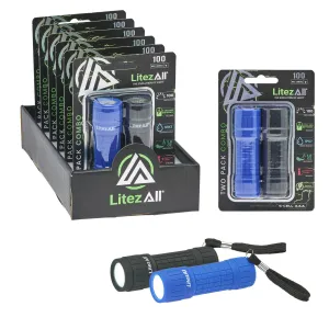 LitezAll Rubber Coated Pocket Flashlight 2 Pack
