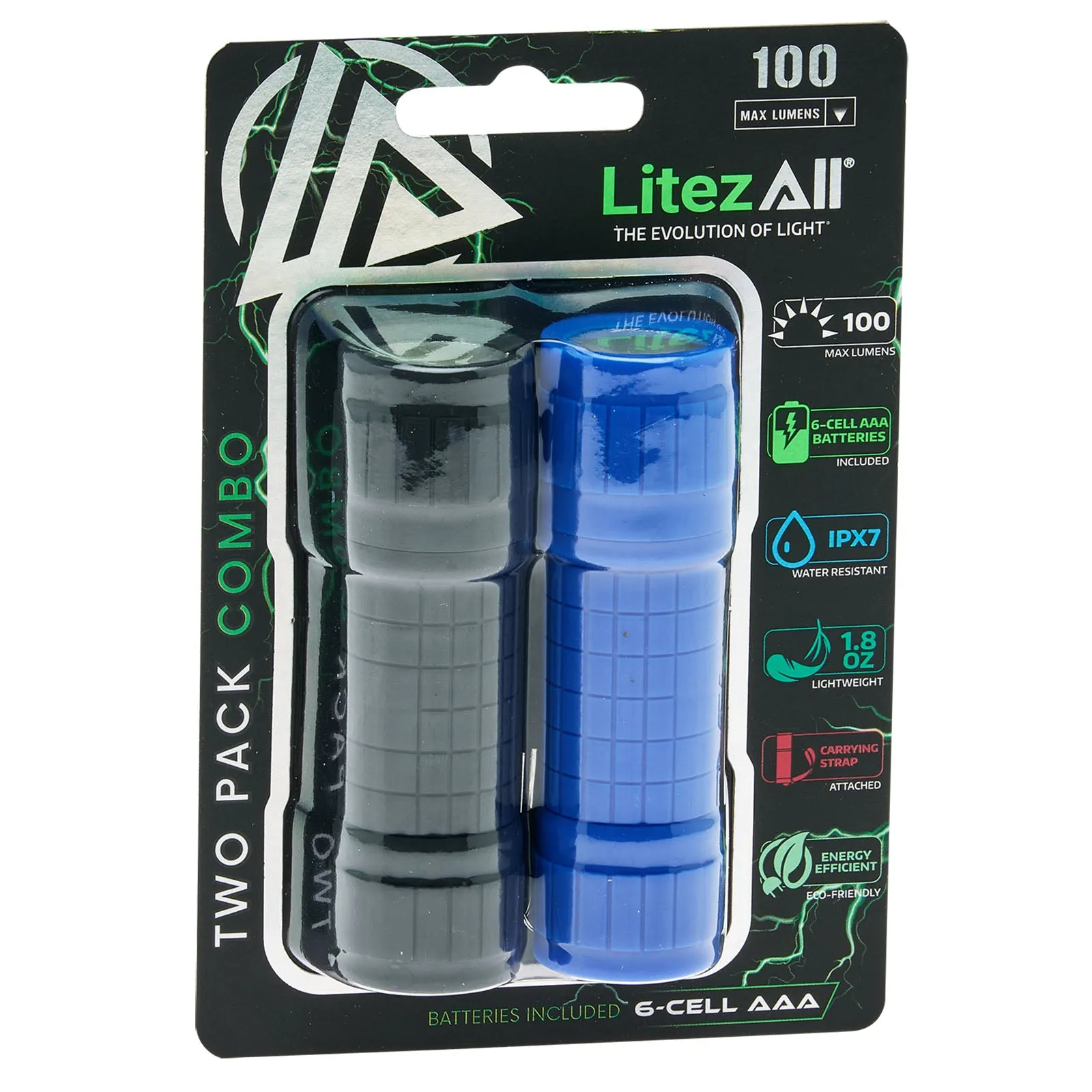 LitezAll Rubber Coated Pocket Flashlight 2 Pack
